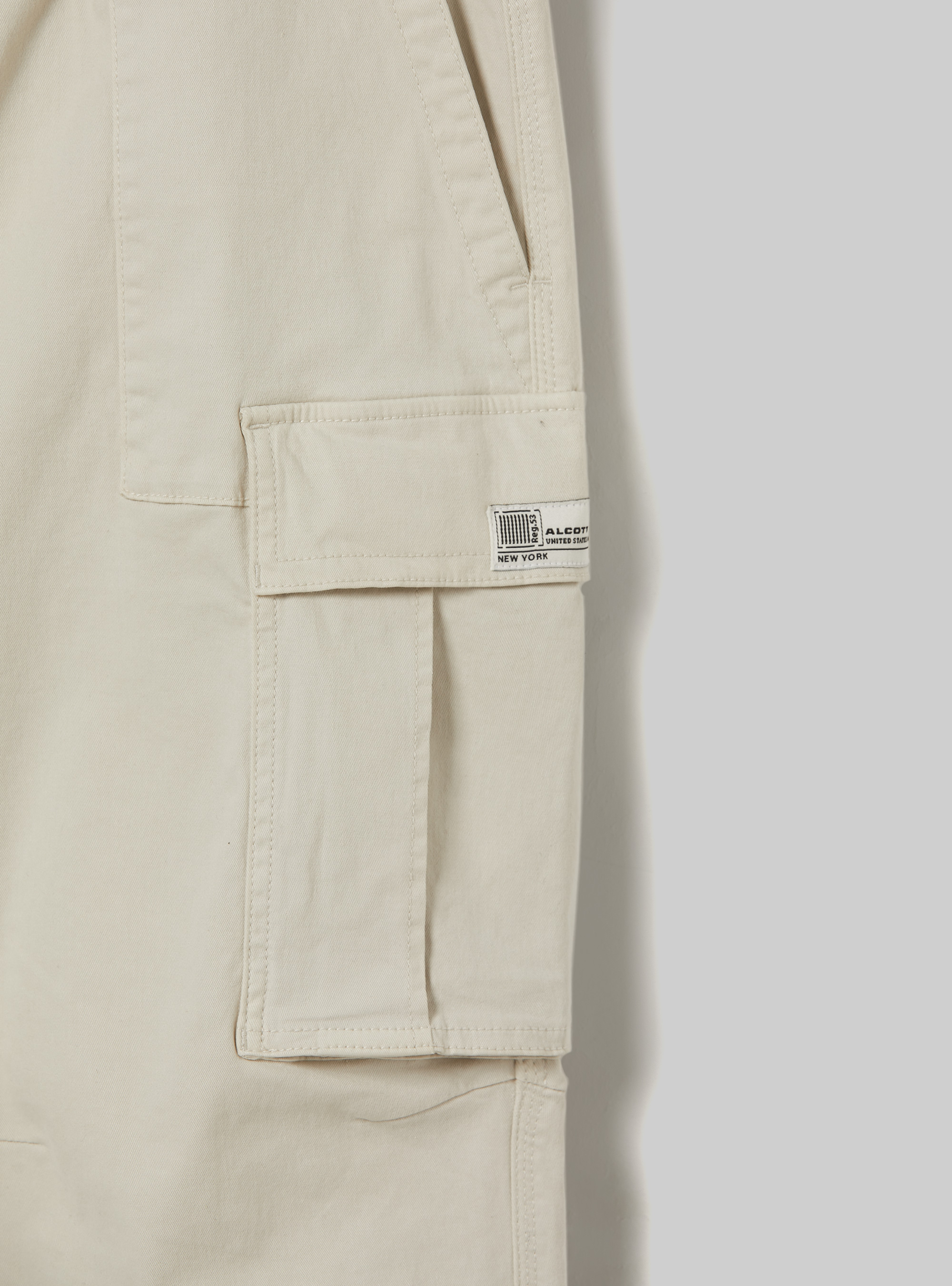 Pantaloni cargo relaxed in twill stretch, BG3 BEIGE LIGHT
