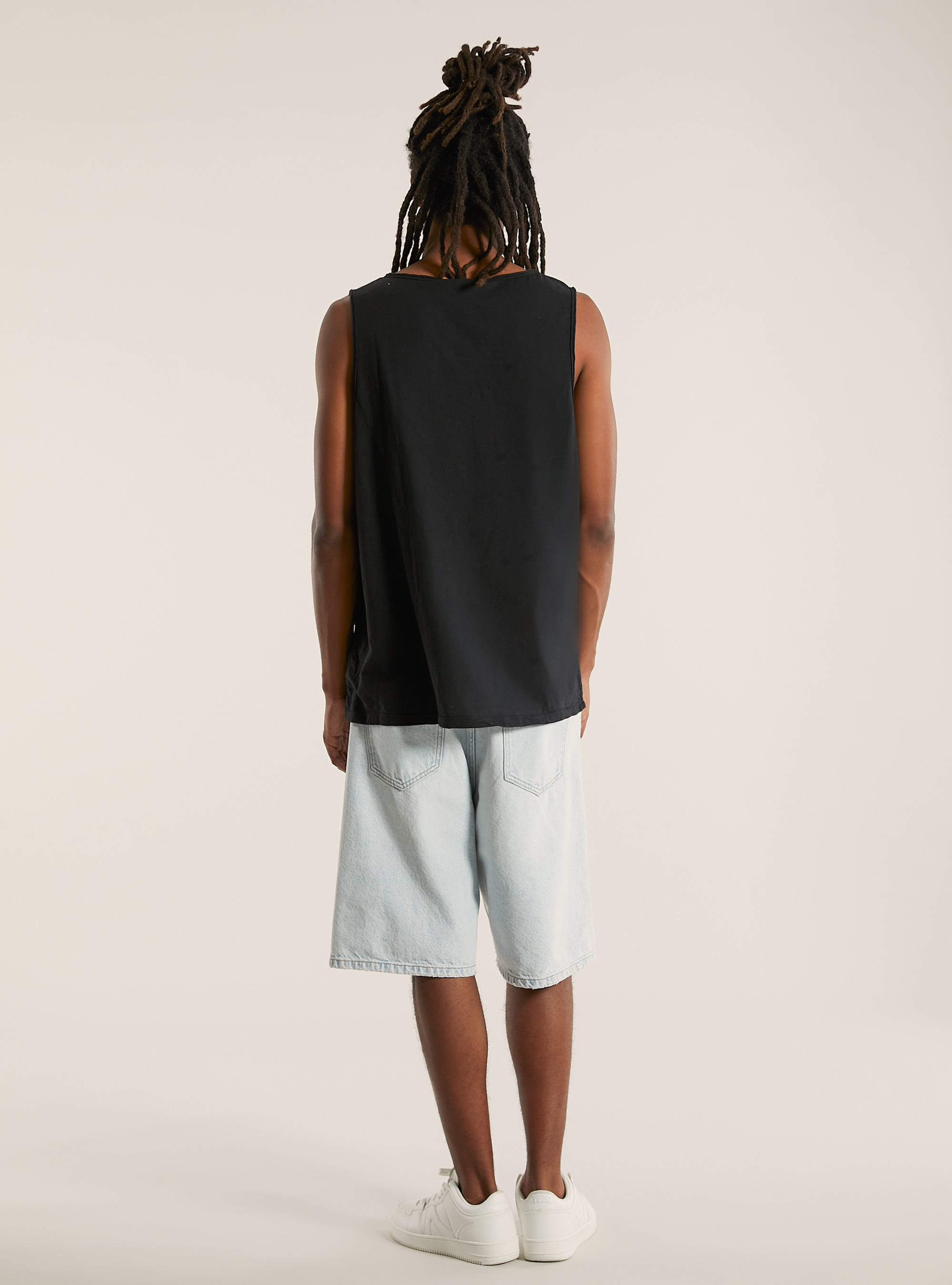 Linen-blend tank top, BK1 BLACK