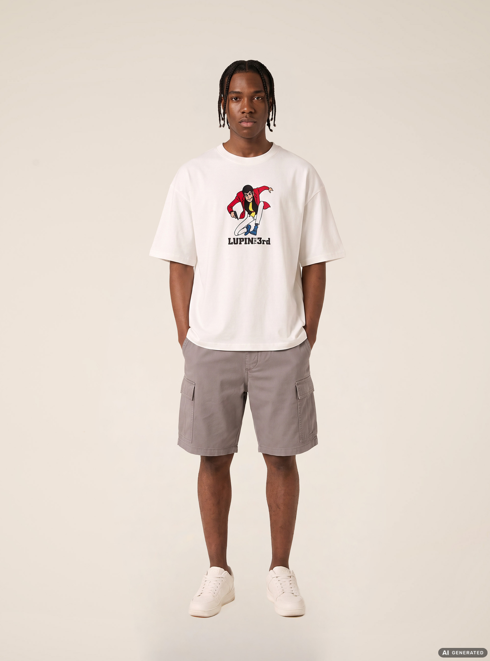 T-shirt licenza lupin, WH2 WHITE