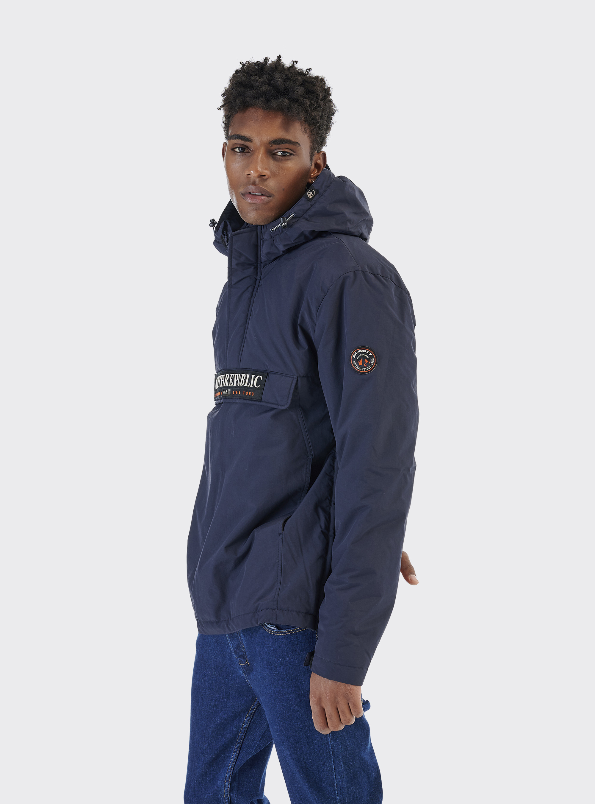 Anorak jacket with 100% recycled polyester padding, BLUE NAVY