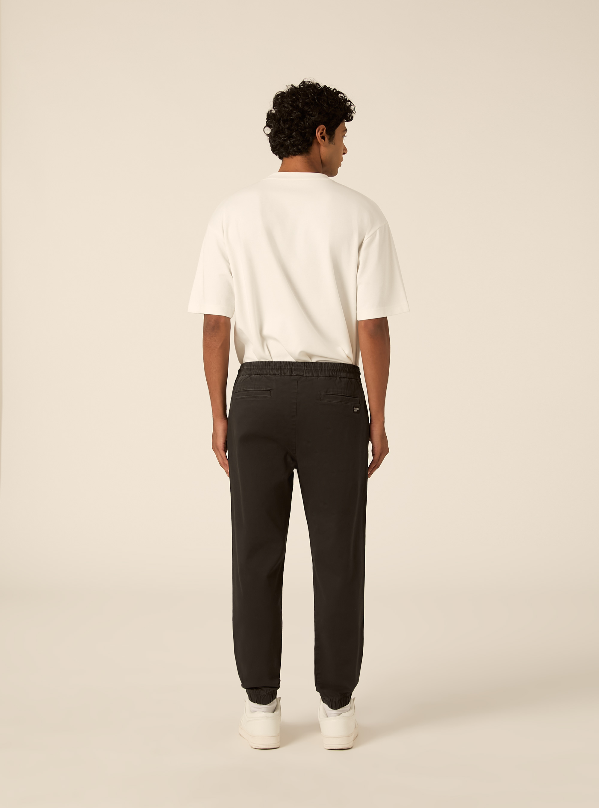 Pantaloni twill stretch elastico e stringa in vita, GY1 GREY DARK