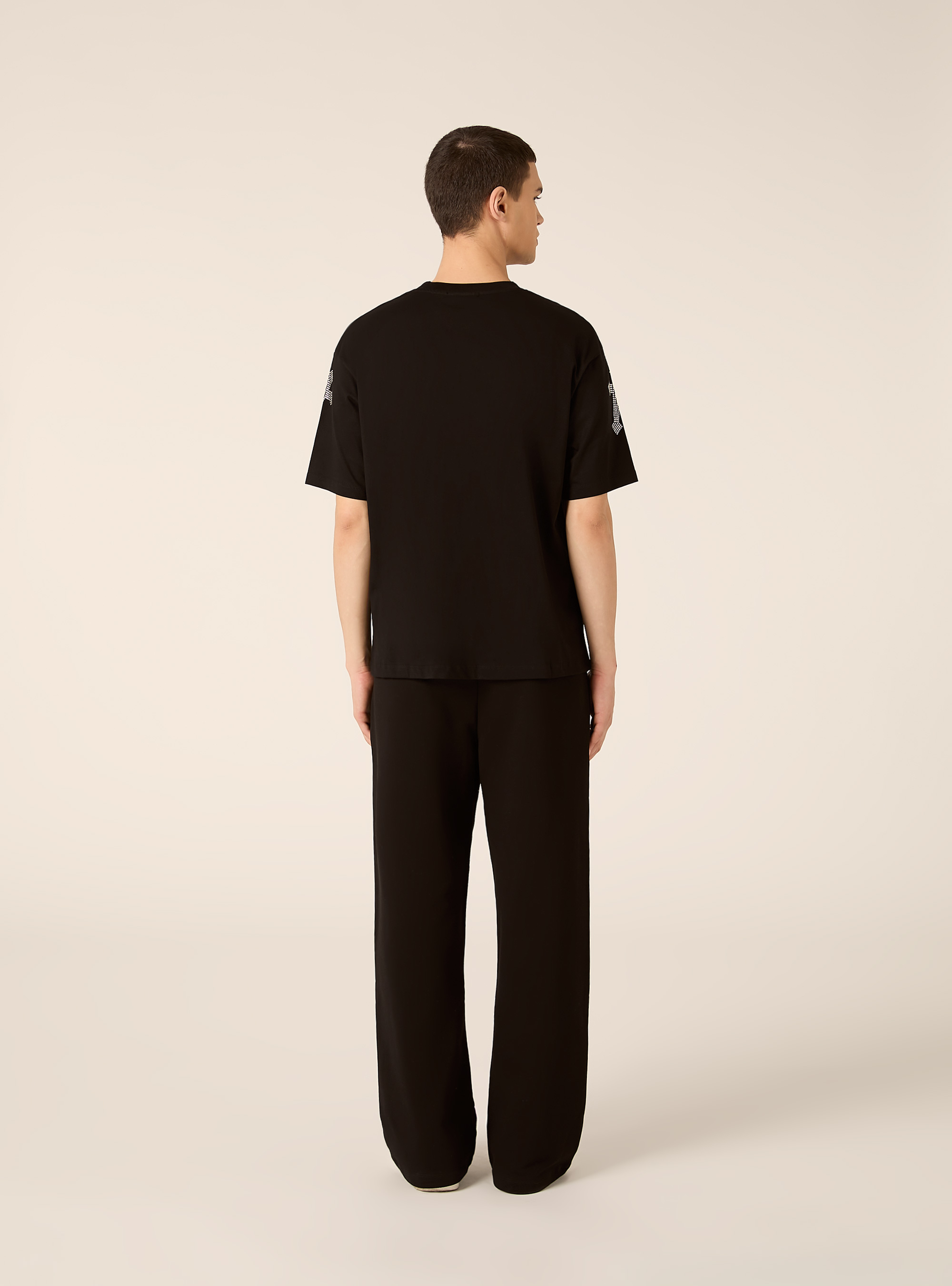 Maglietta boxy fit con strass, BK1 BLACK