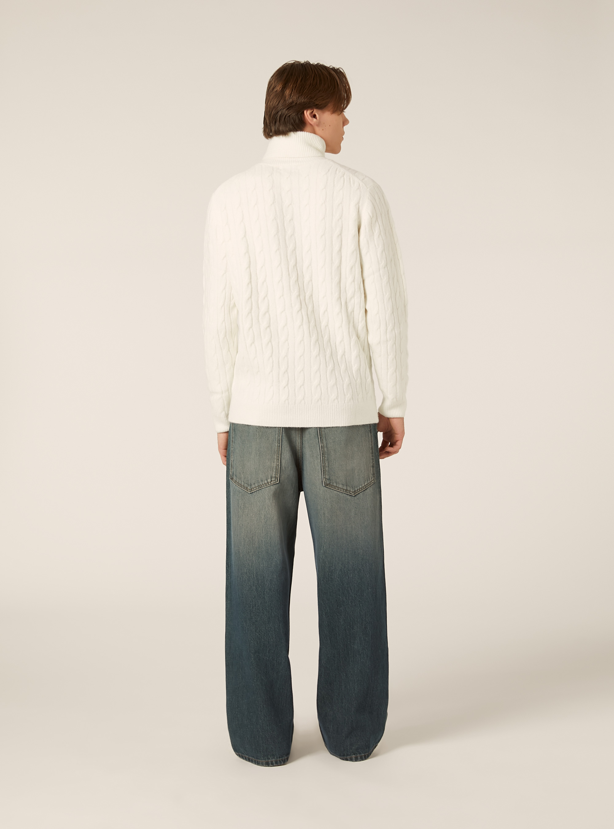 Jersey de cuello alto con trenzas, WH2 WHITE