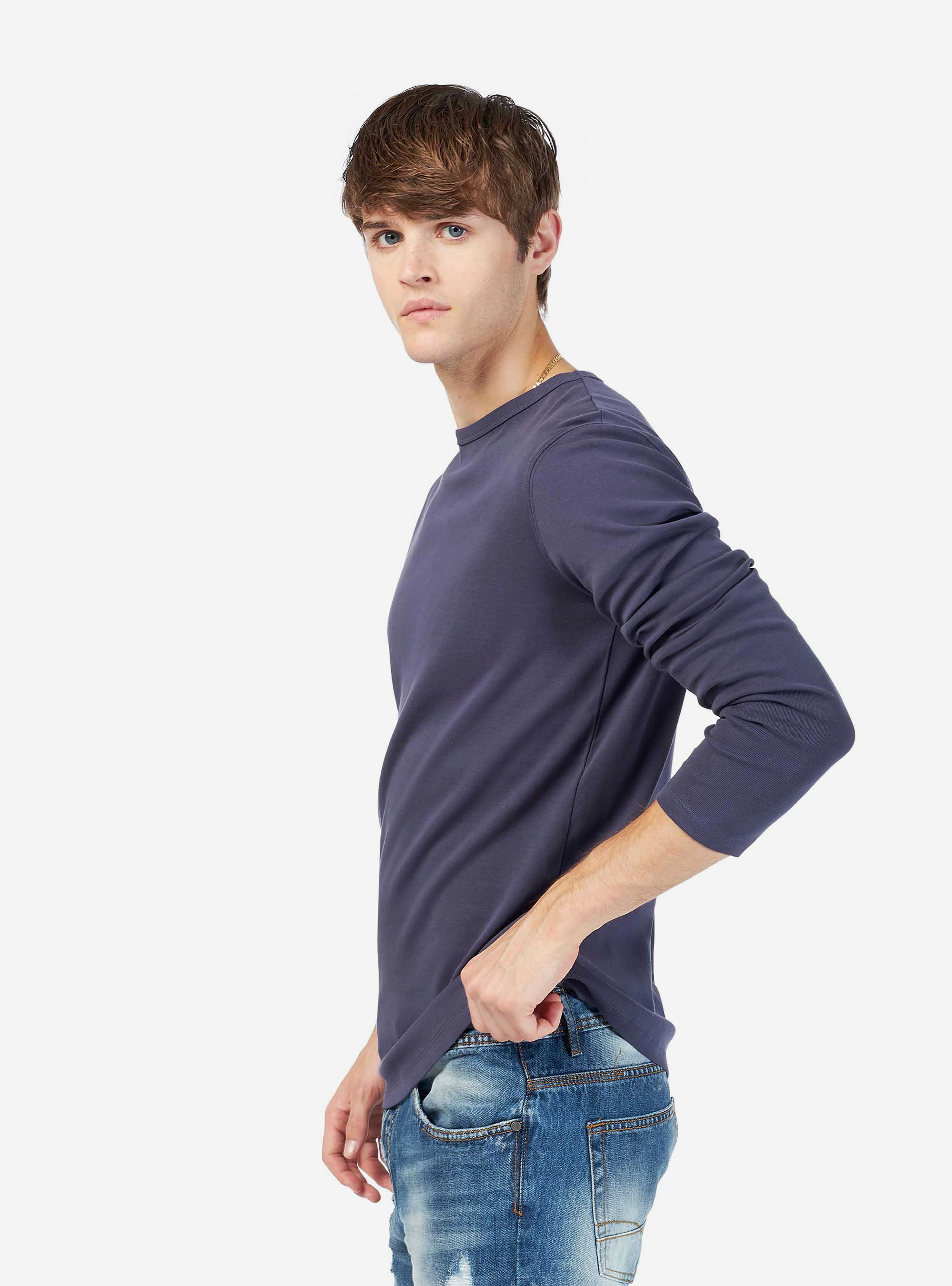 BASIC T-SHIRT LONG SLEEVE, BLUE