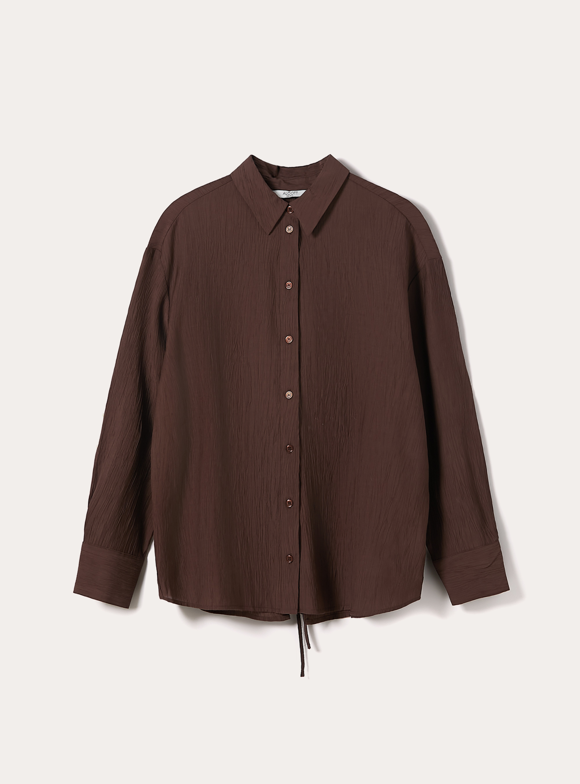 Camicia in crepe con lacci sul dietro, BR2 BROWN MEDIUM