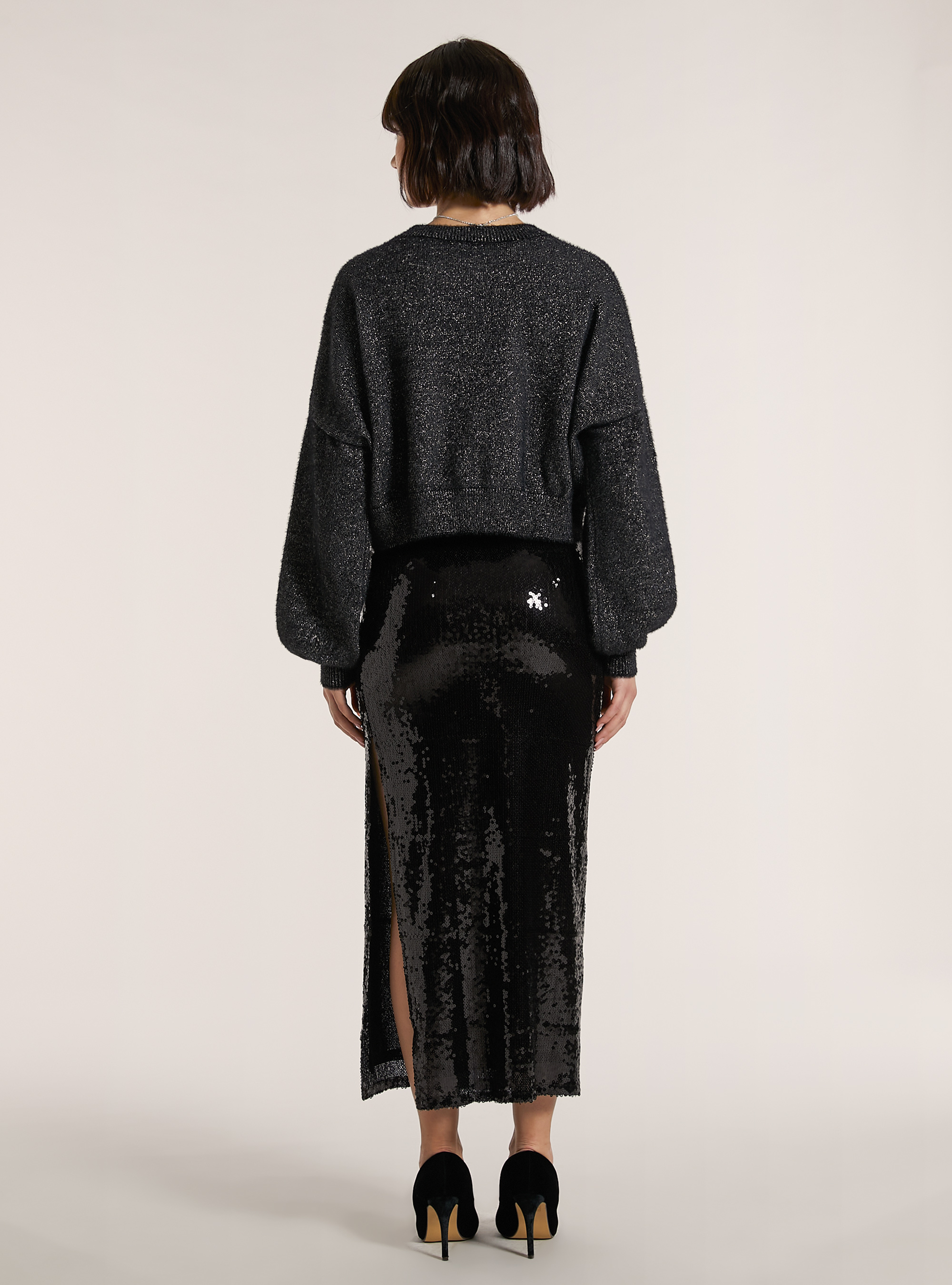 Maglia boxy filo metallico, BK1 BLACK