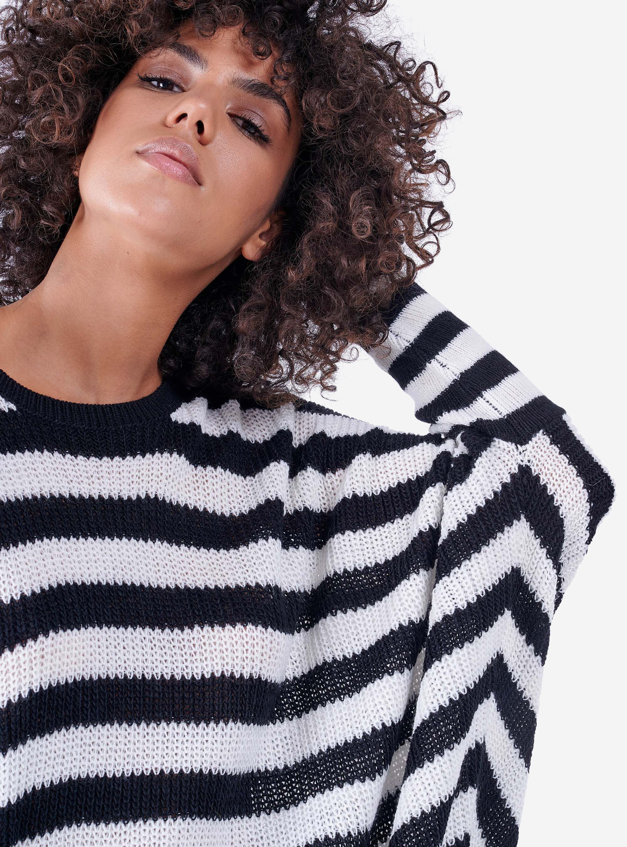 Pull oversize ray&eacute;, C101 BLACK