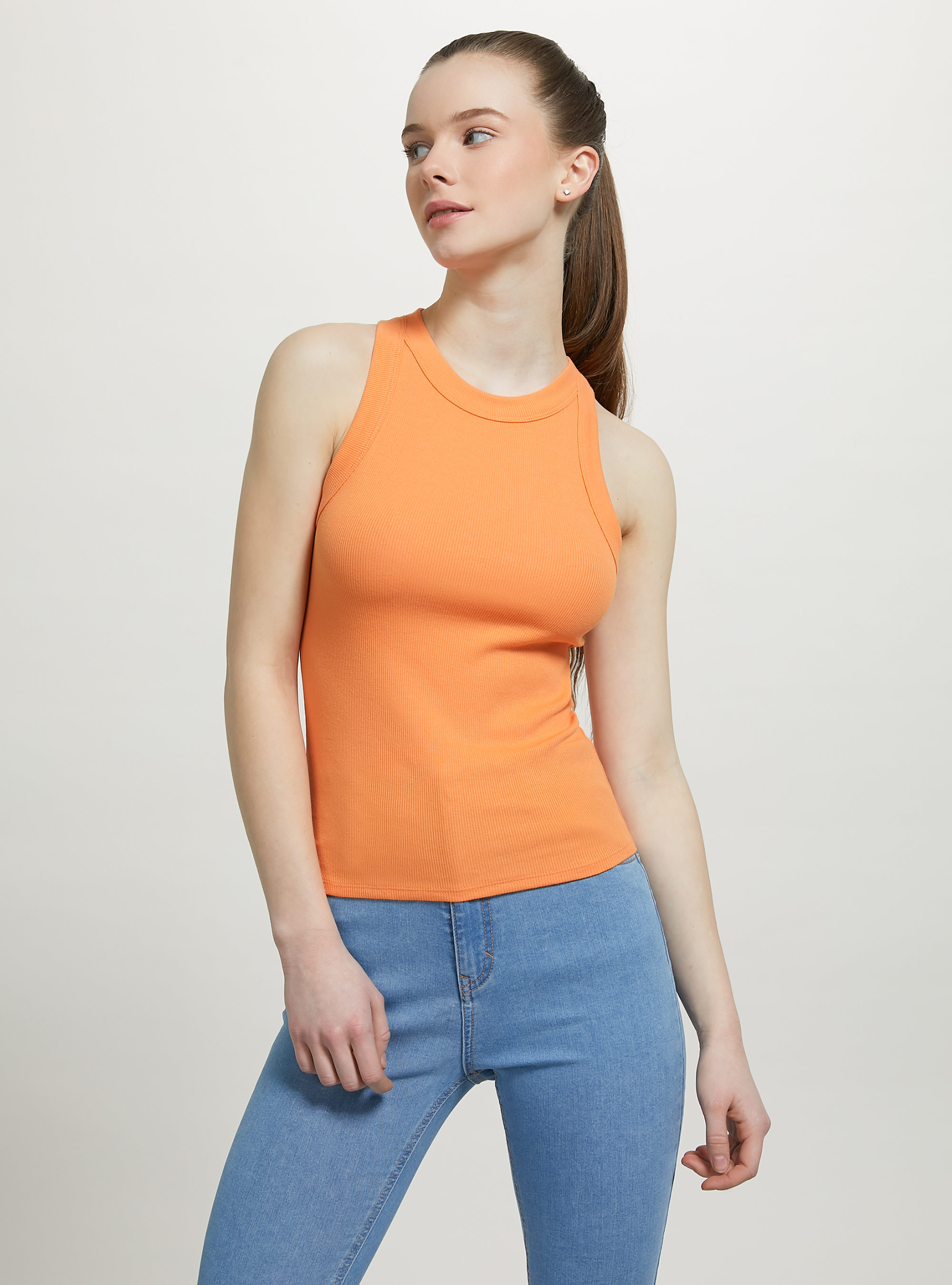 Ribbed cotton tank top, OR3 ORANGE LIGHT
