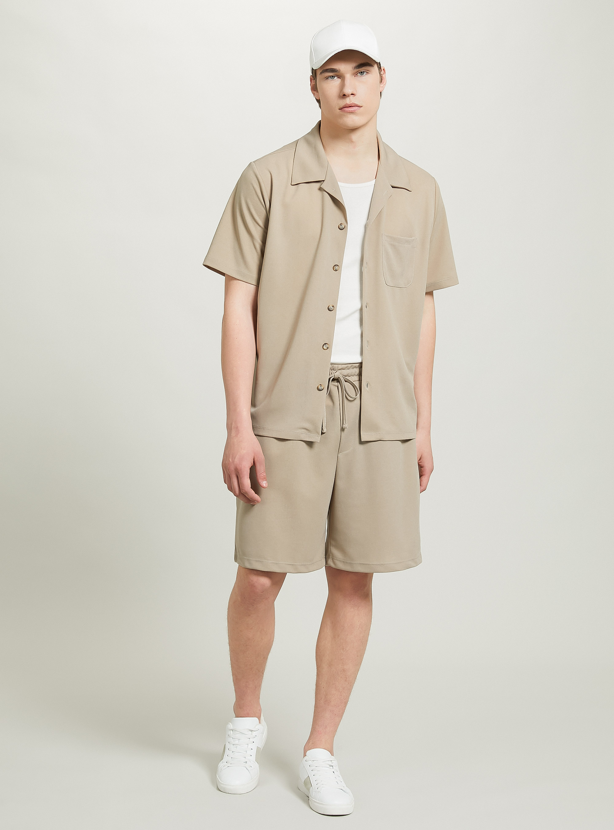 Short-sleeved over shirt, BG2 BEIGE MEDIUM