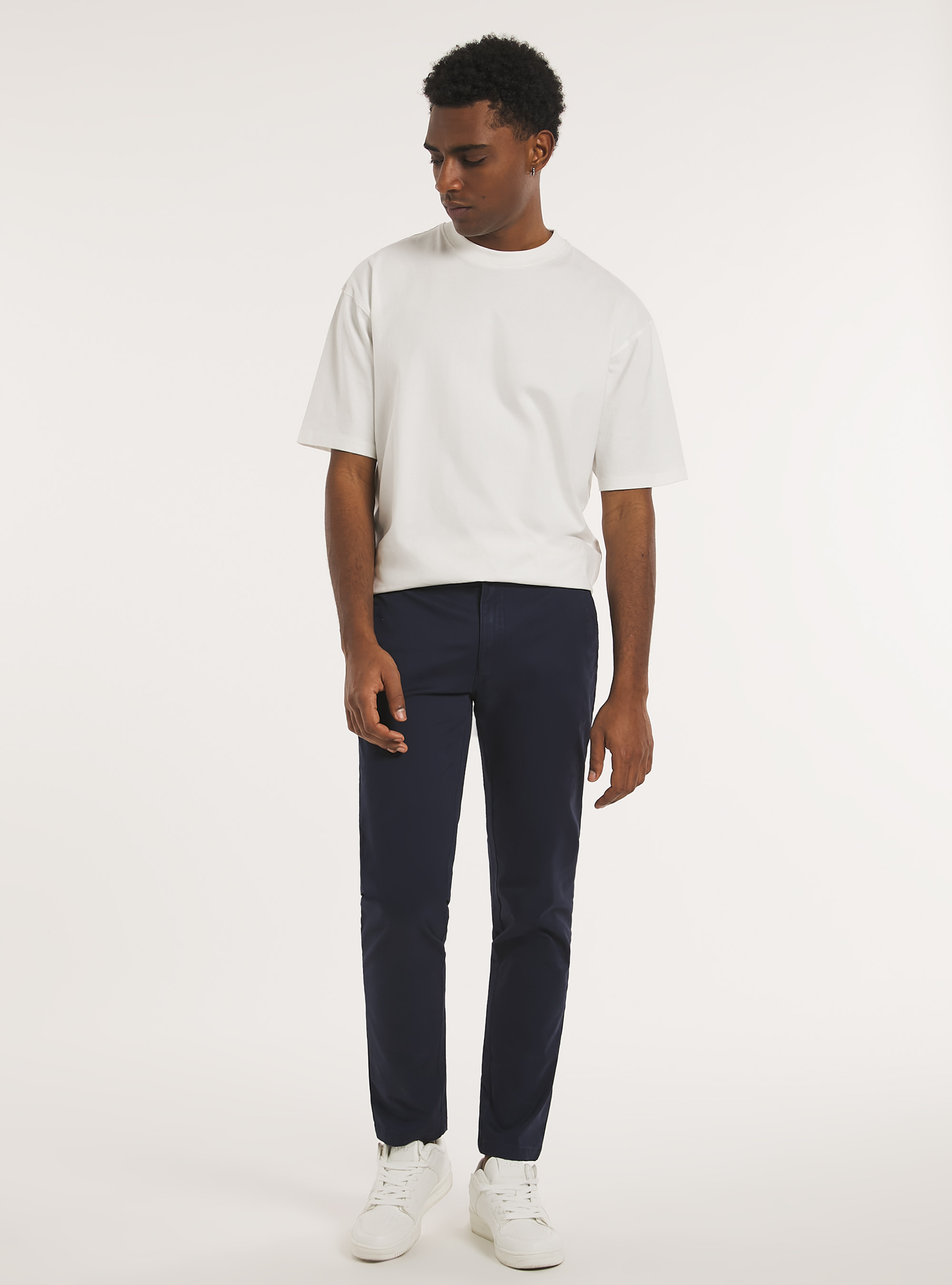 Pantaloni chino twill stretch skinny fit, BL1 BLUE DARK