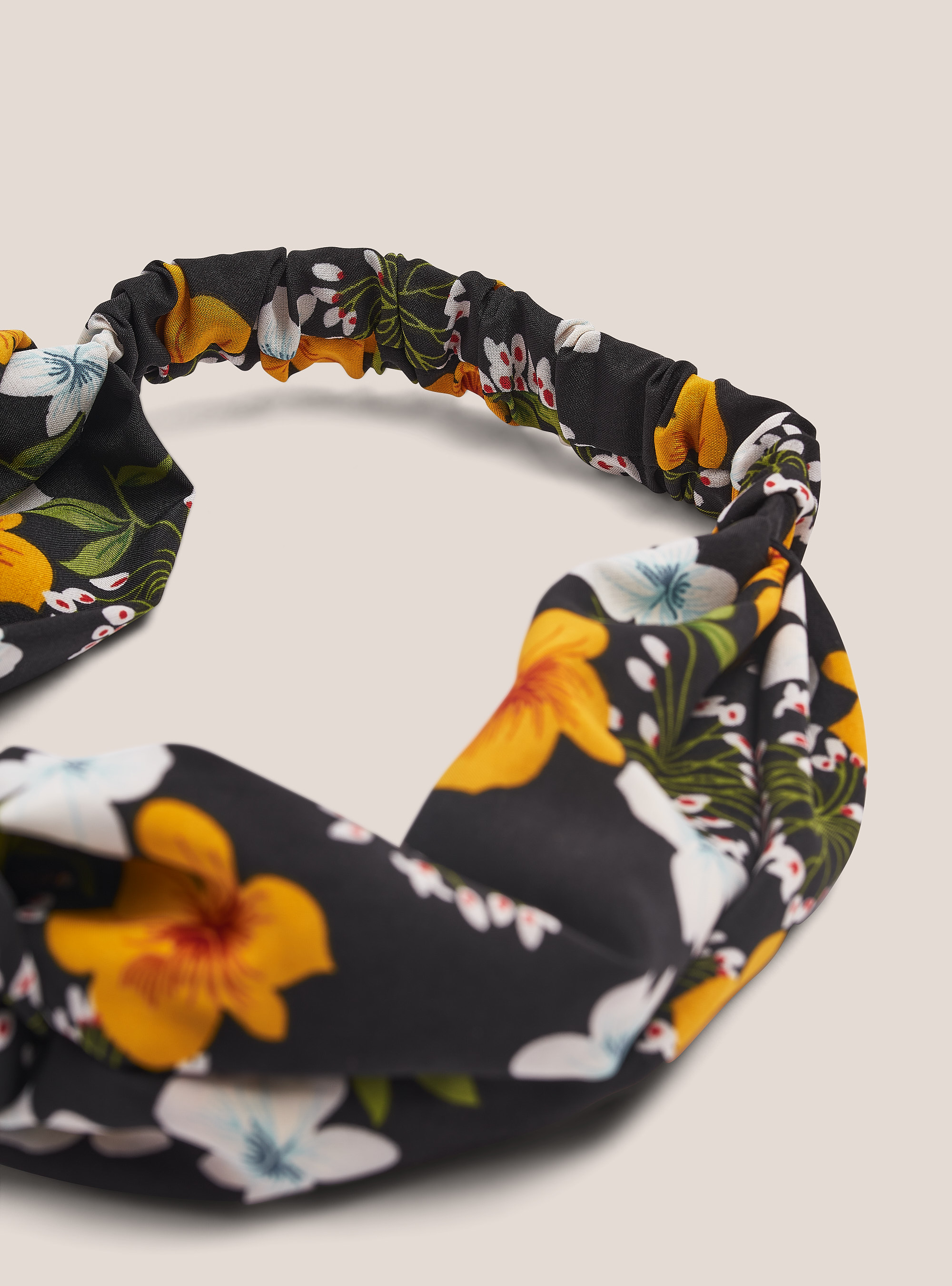 Printed headband, FLOWER BLACK
