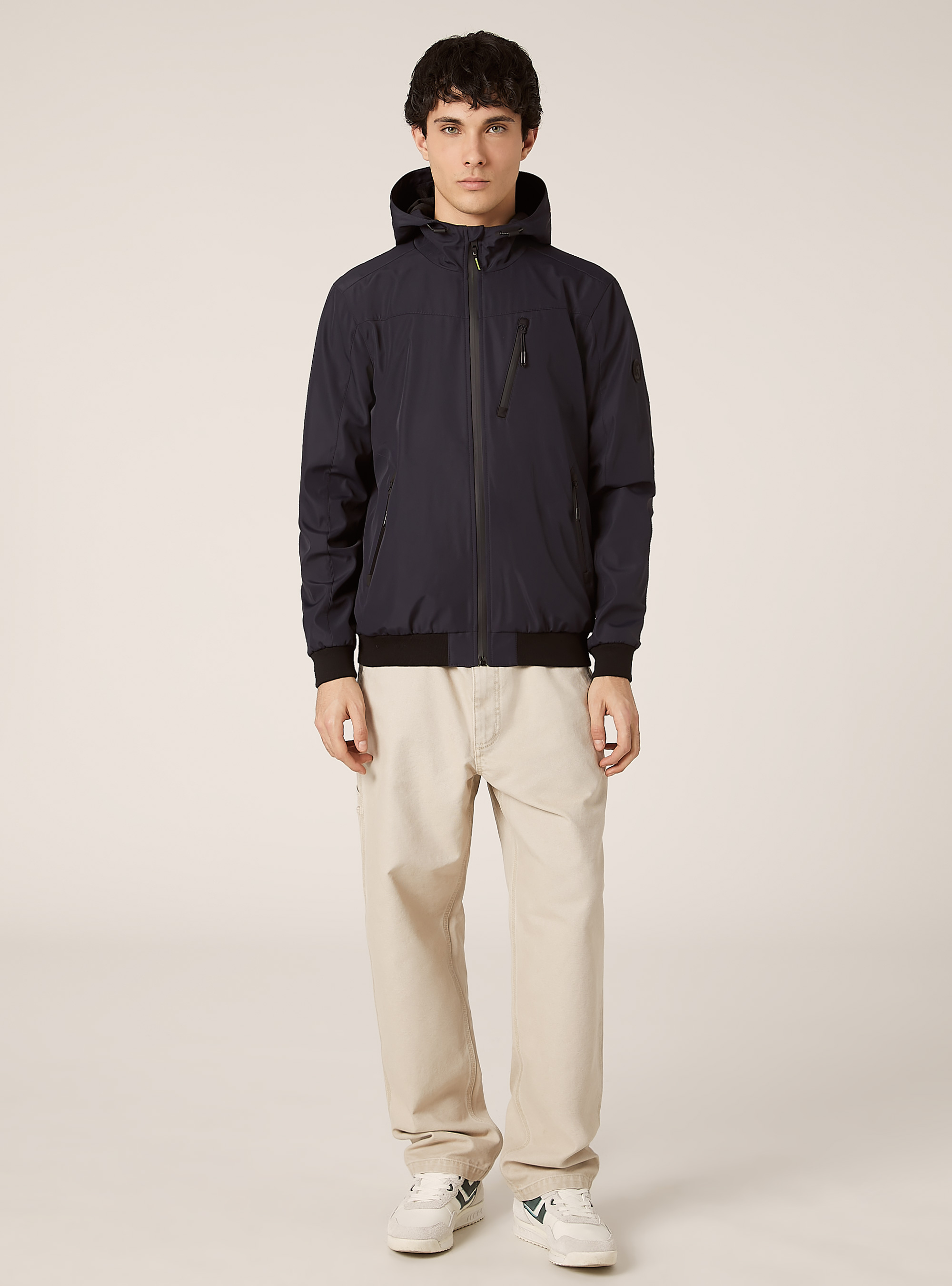 Blouson bombardier &agrave; capuche coupe-vent, NA1 NAVY DARK