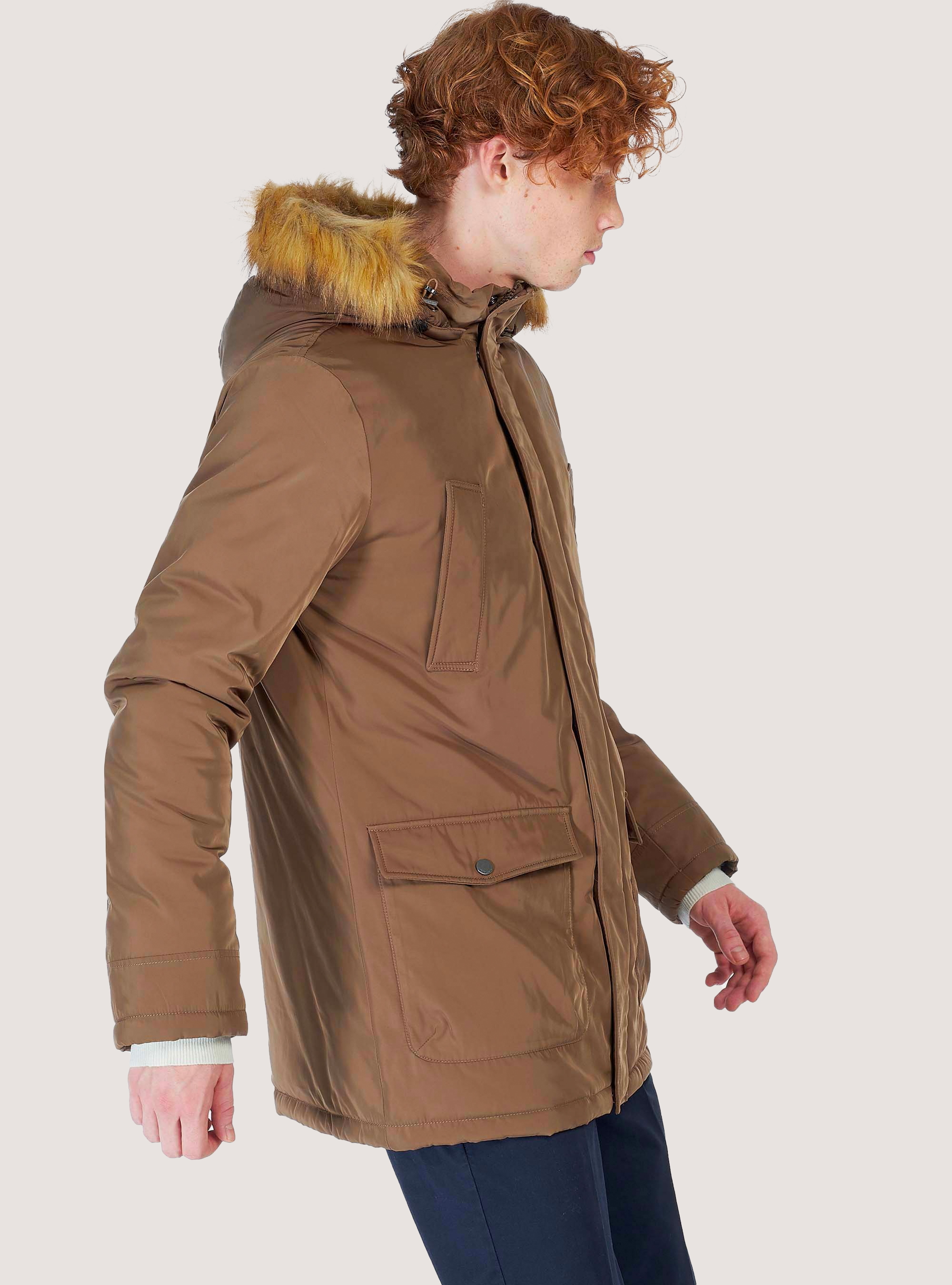 Blouson avec fourrure amovible, C5557 BEIGE