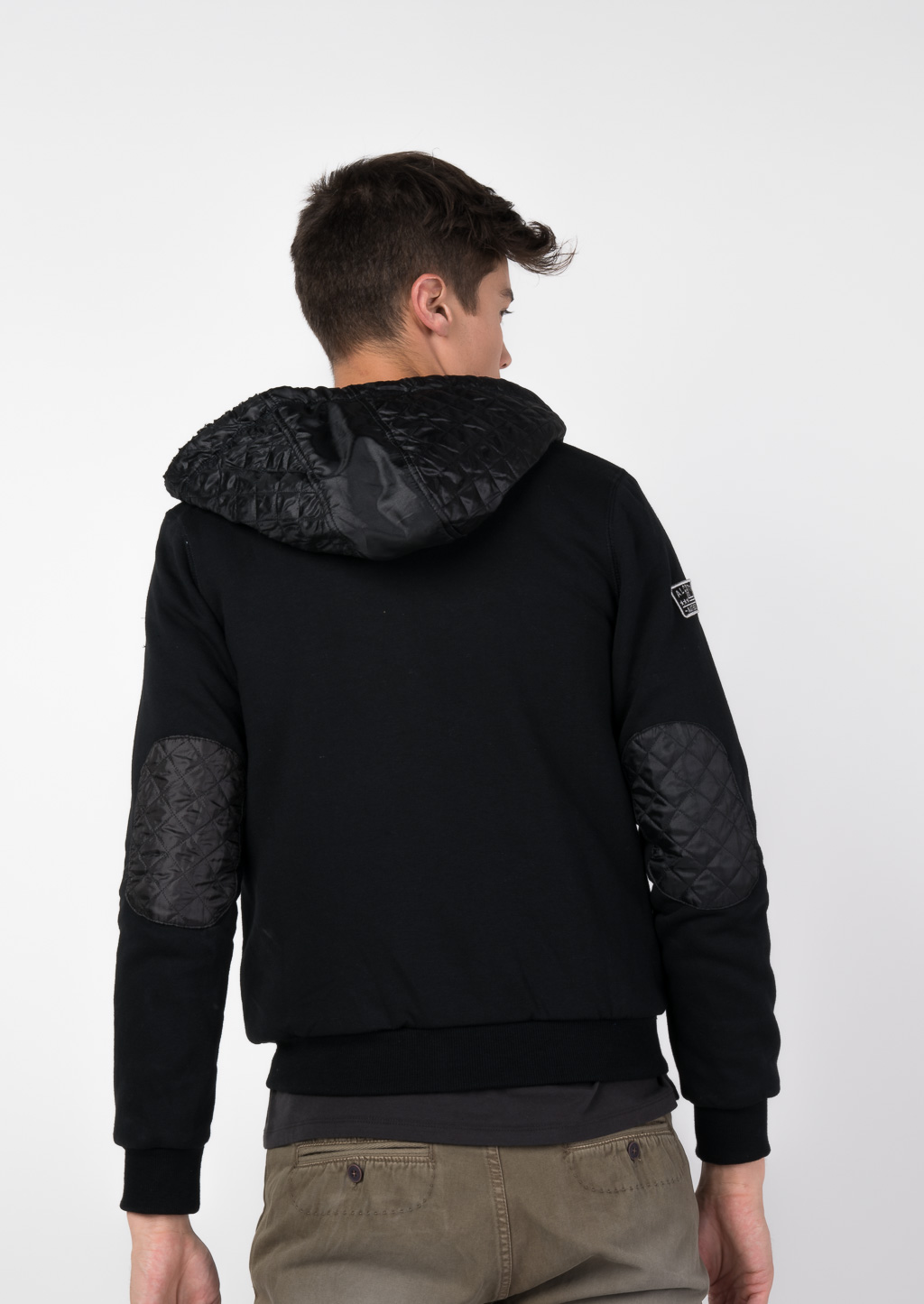 Felpa con zip e cappuccio, NEGRO