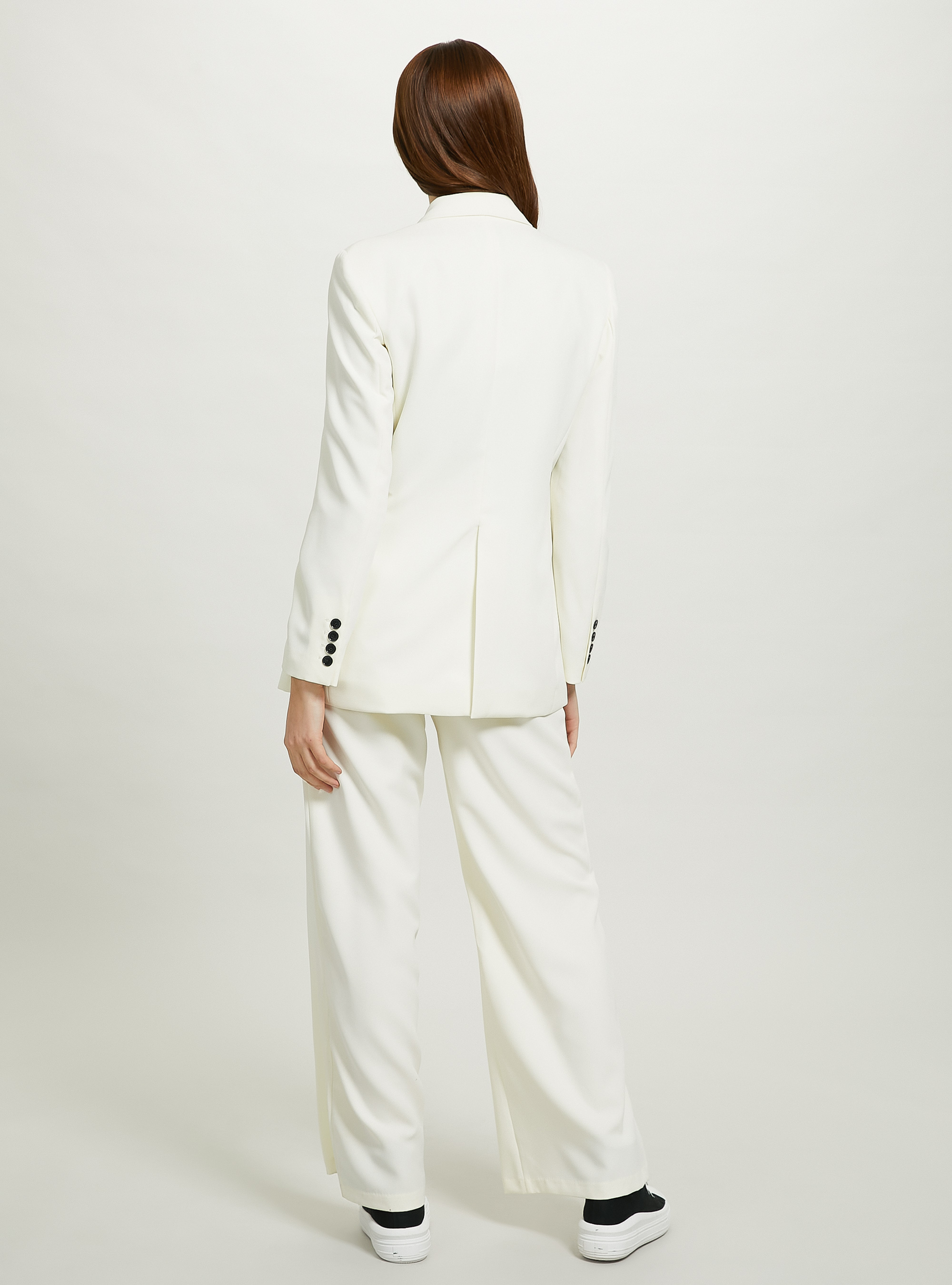 Plain-coloured single-breasted blazer, WH1 OFF WHITE