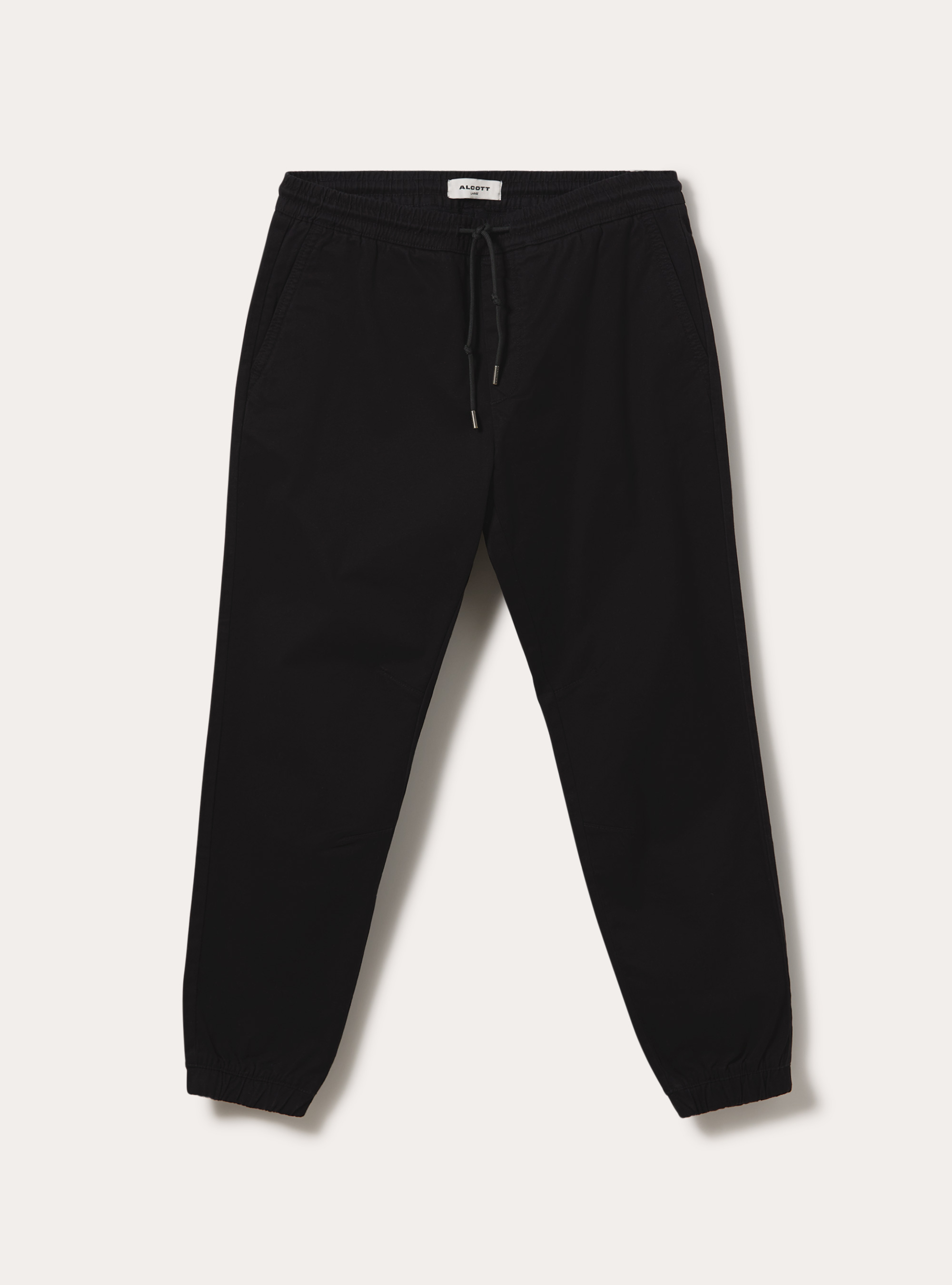 Pantalon jogger en algodon elastico con cordon y tobillo elastico, BK1 BLACK