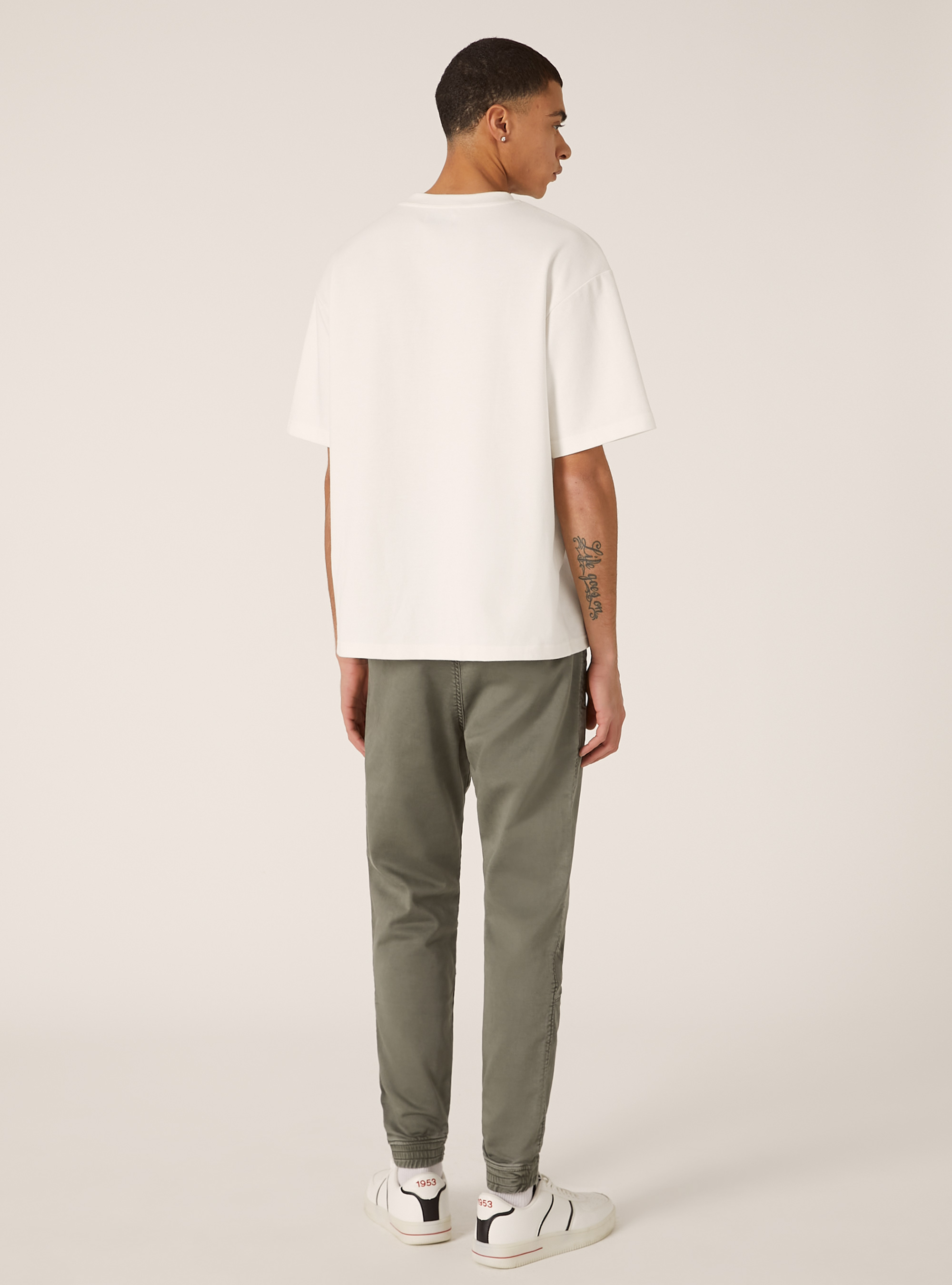 Cotton jogger trousers, KY1 KAKY DARK