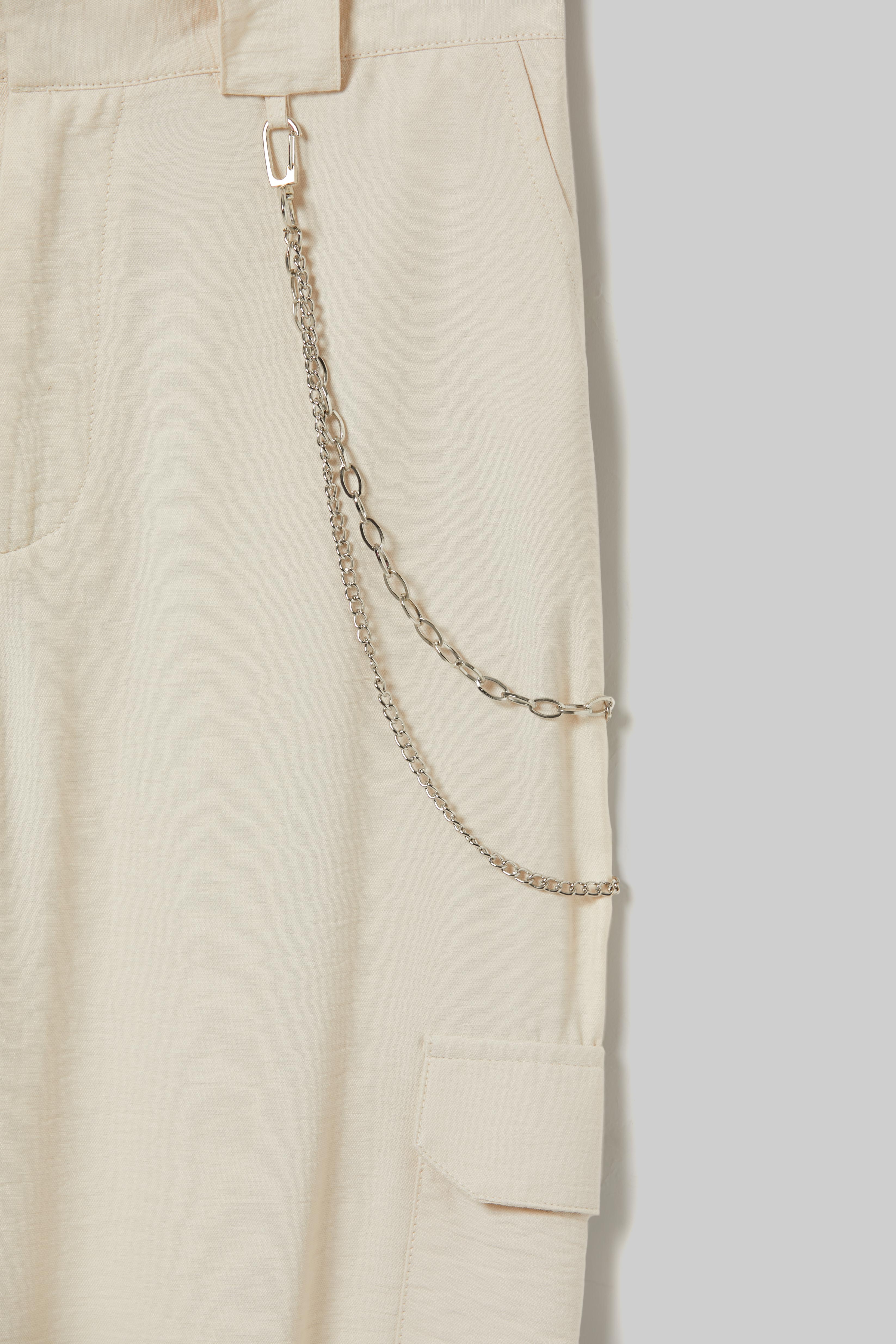 Linen blend chain trousers, WH2 WHITE