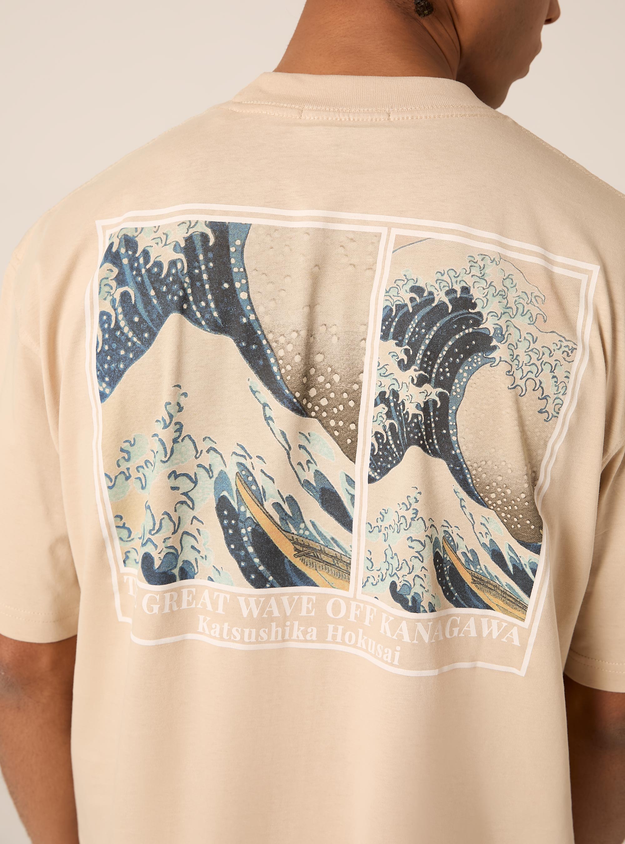 Katsushika Hokusai boxy fit T-shirt / Alcott, BG3 BEIGE LIGHT