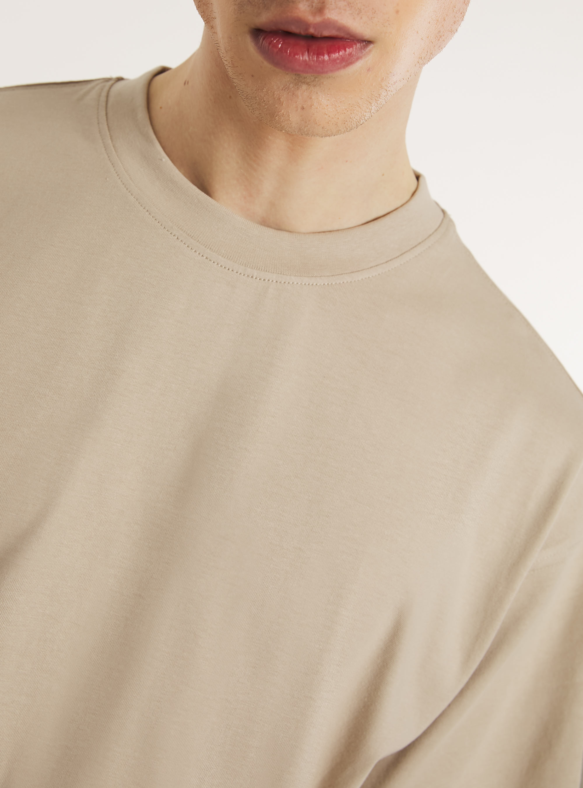 T-shirt en coton à la coupe large, BG2 BEIGE MEDIUM