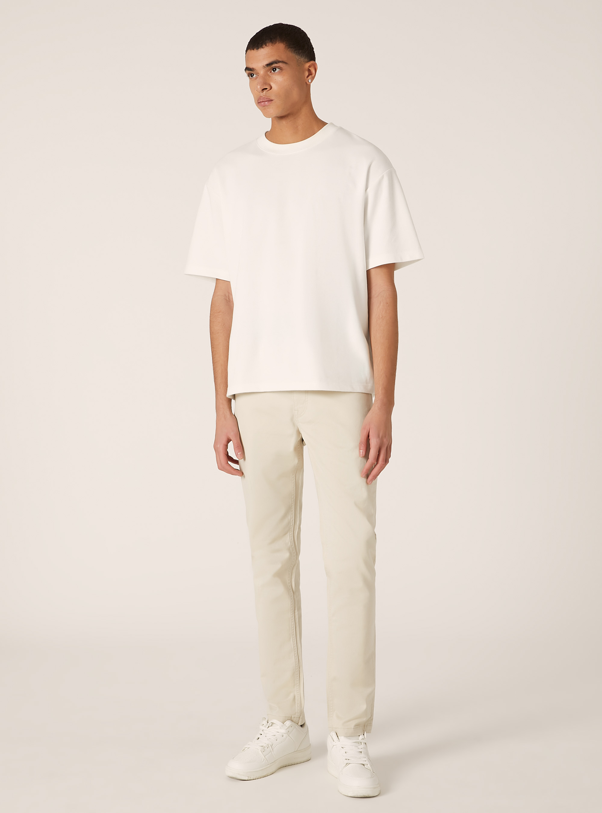 Skinny Fit Hose aus Baumwolle, SA3 SAND LIGHT