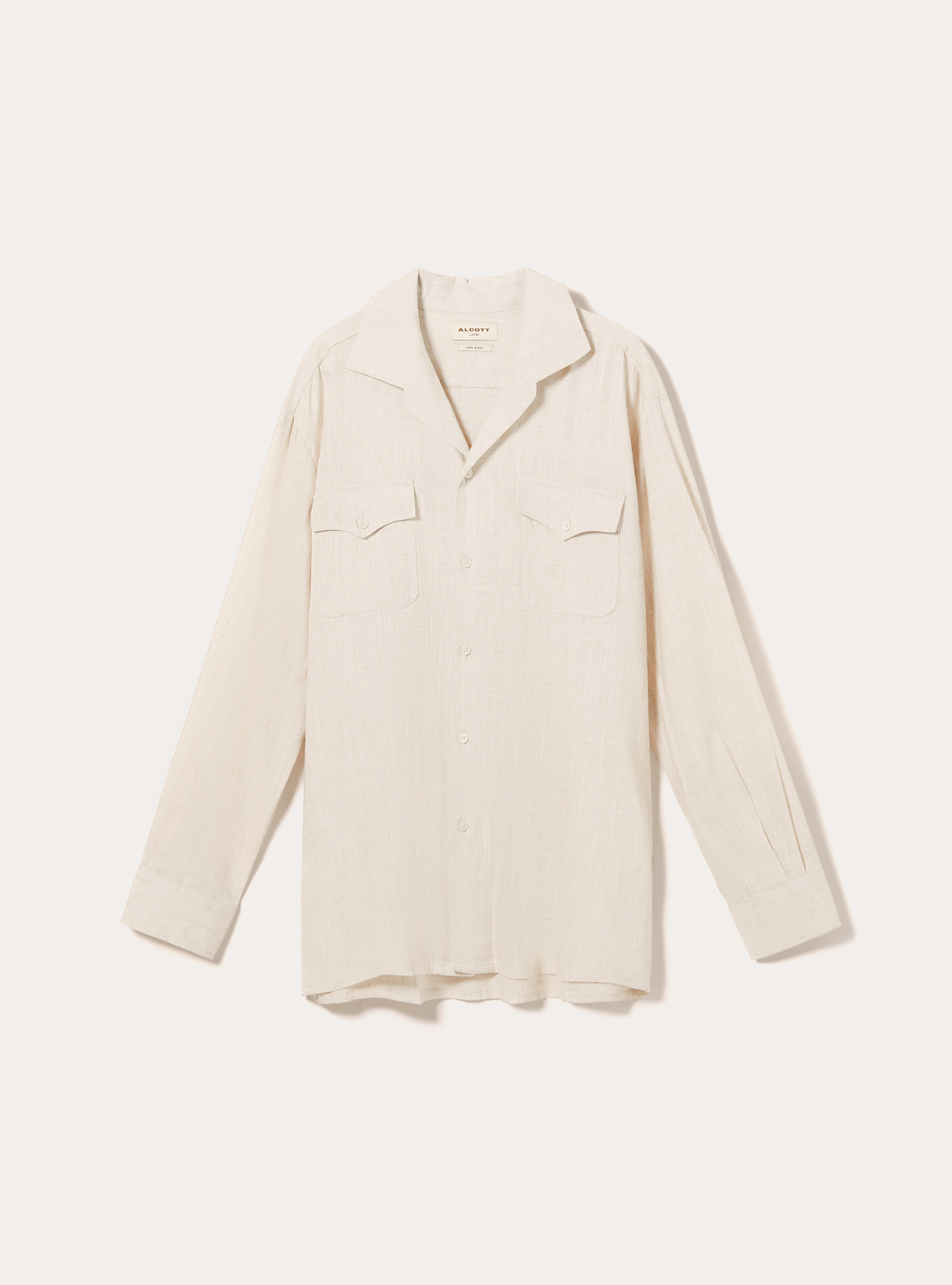 Linen-blend shirt with pockets, MBG3 BEIGE MEL LIGHT