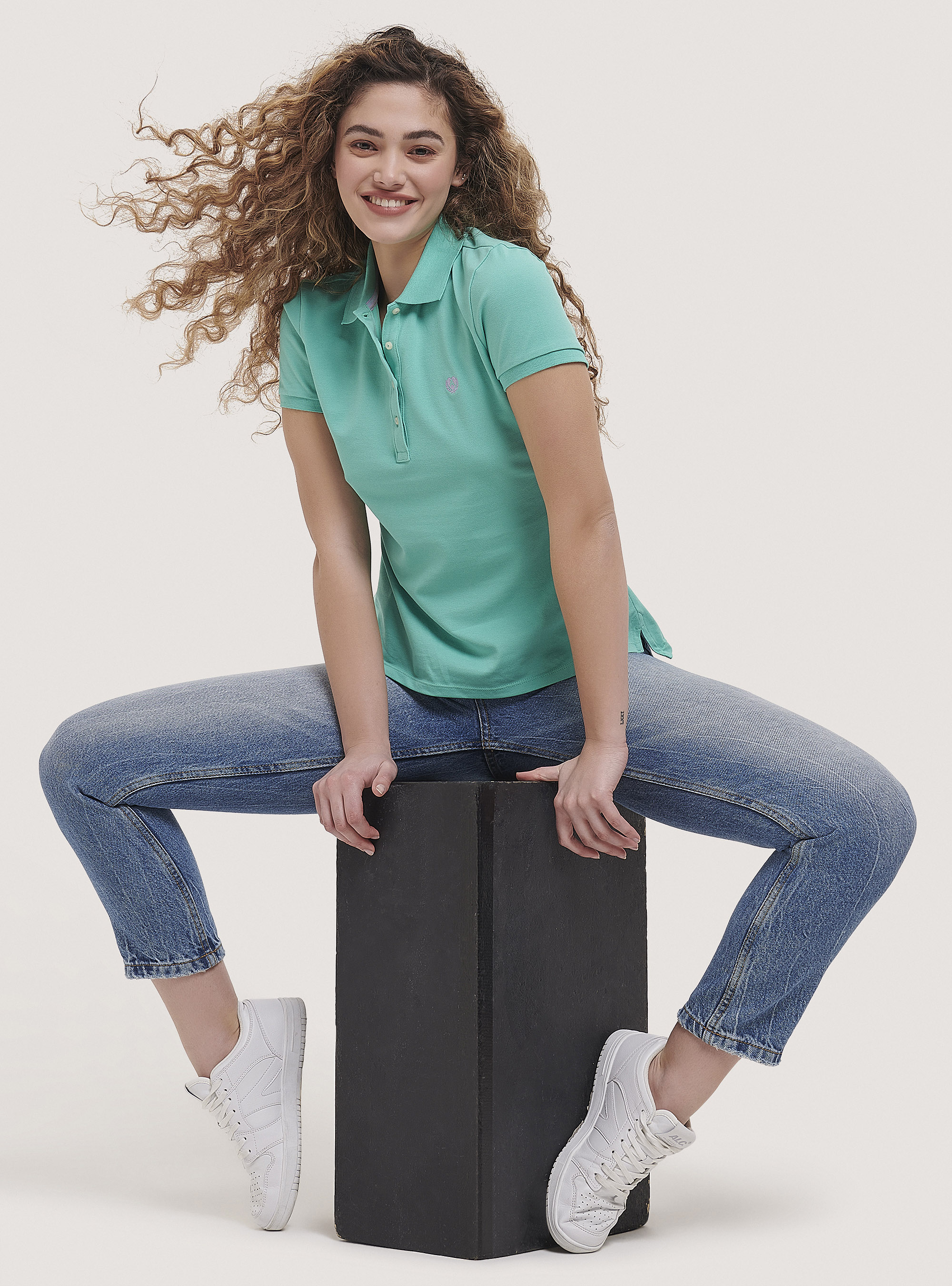 Cotton pique polo shirt with embroidery, C704 GREEN