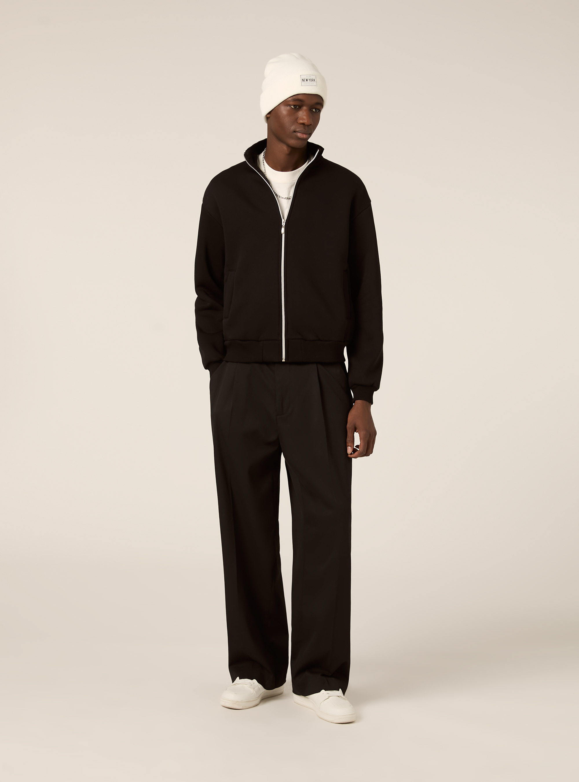 Cardigan con cerniera mezzocollo, BK1 BLACK