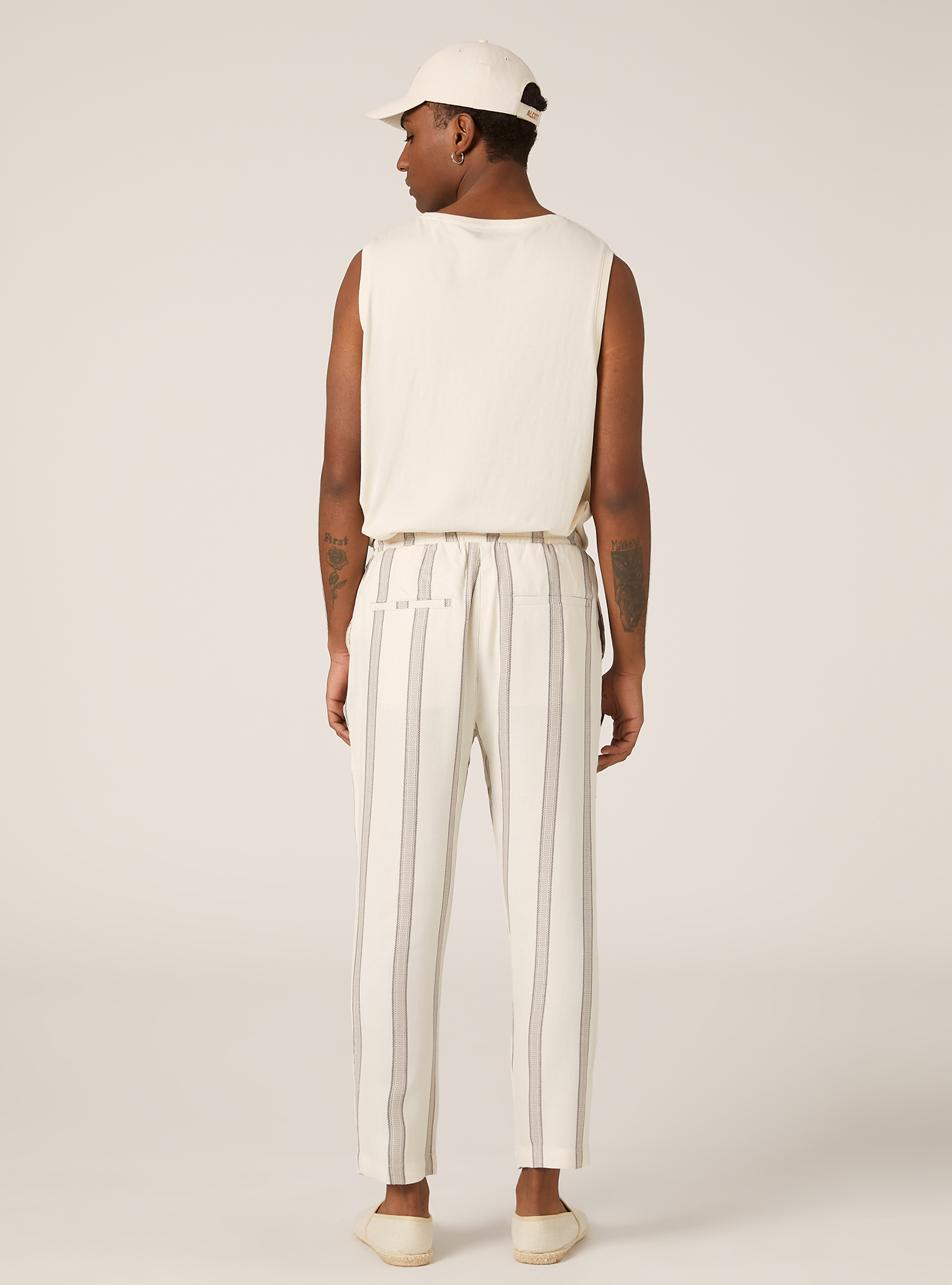 Pantalón de rayas con textura, CR3 CREAM LIGHT