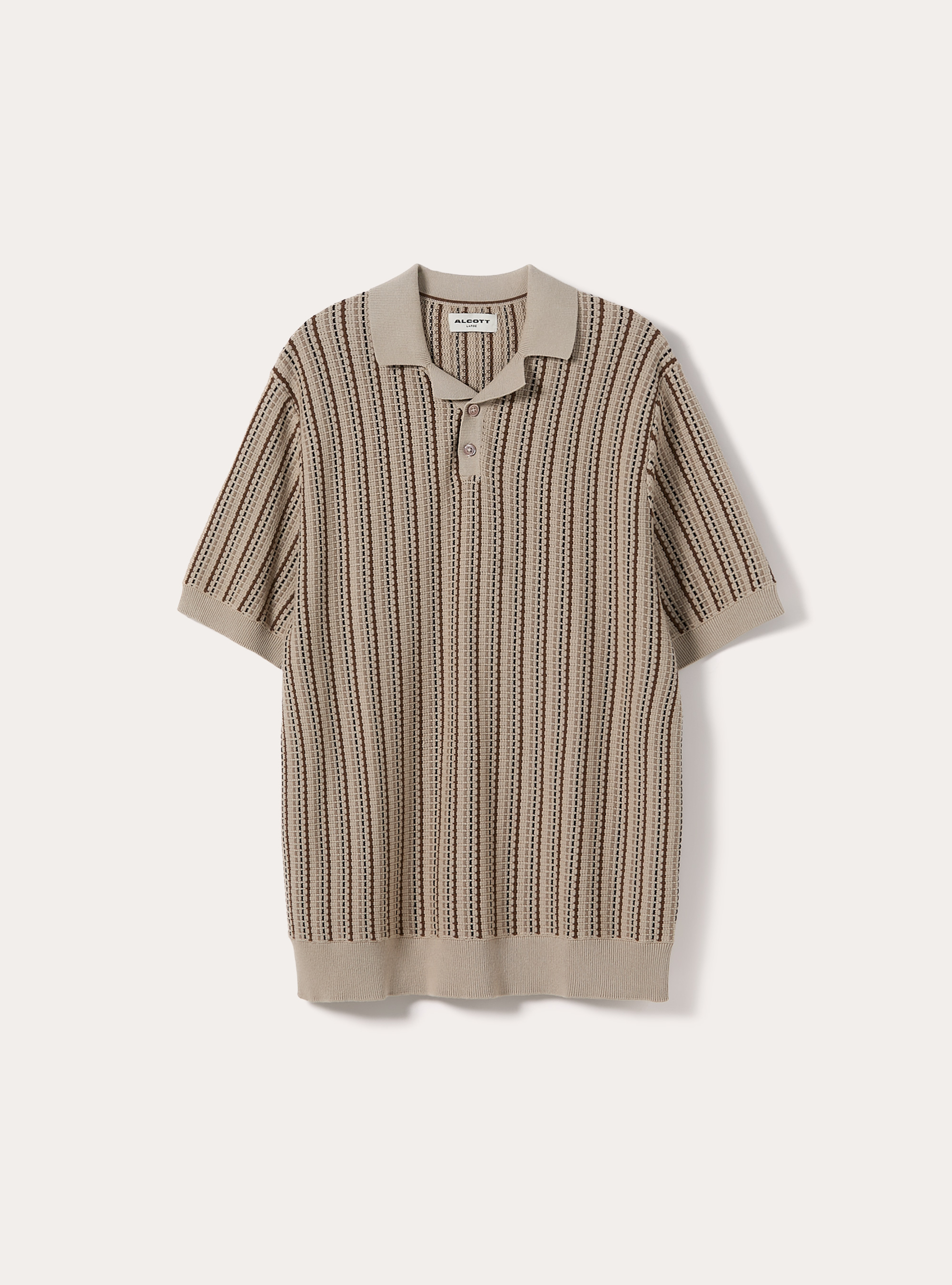 Polo in maglia  rigata, BG2 BEIGE MEDIUM