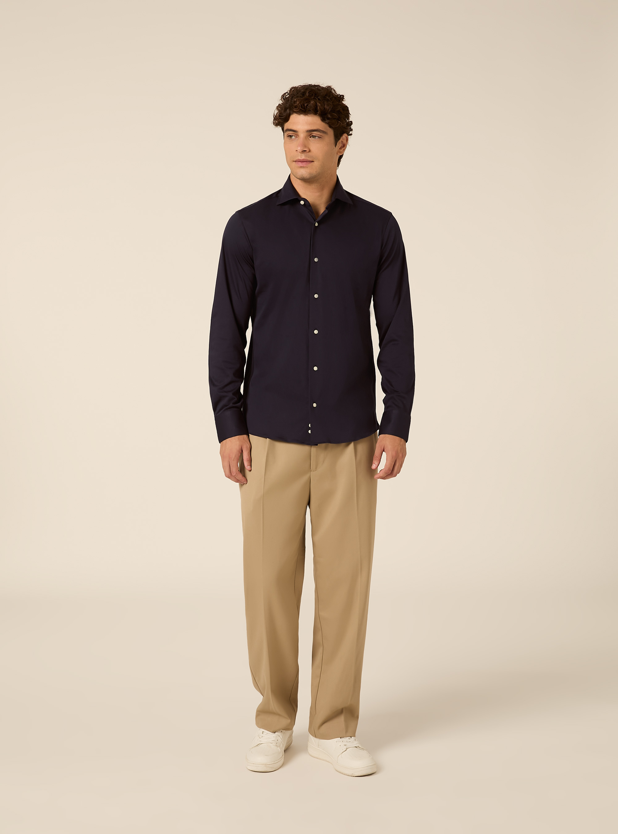 Camicia in jersey elasticizzato, NA1 NAVY DARK