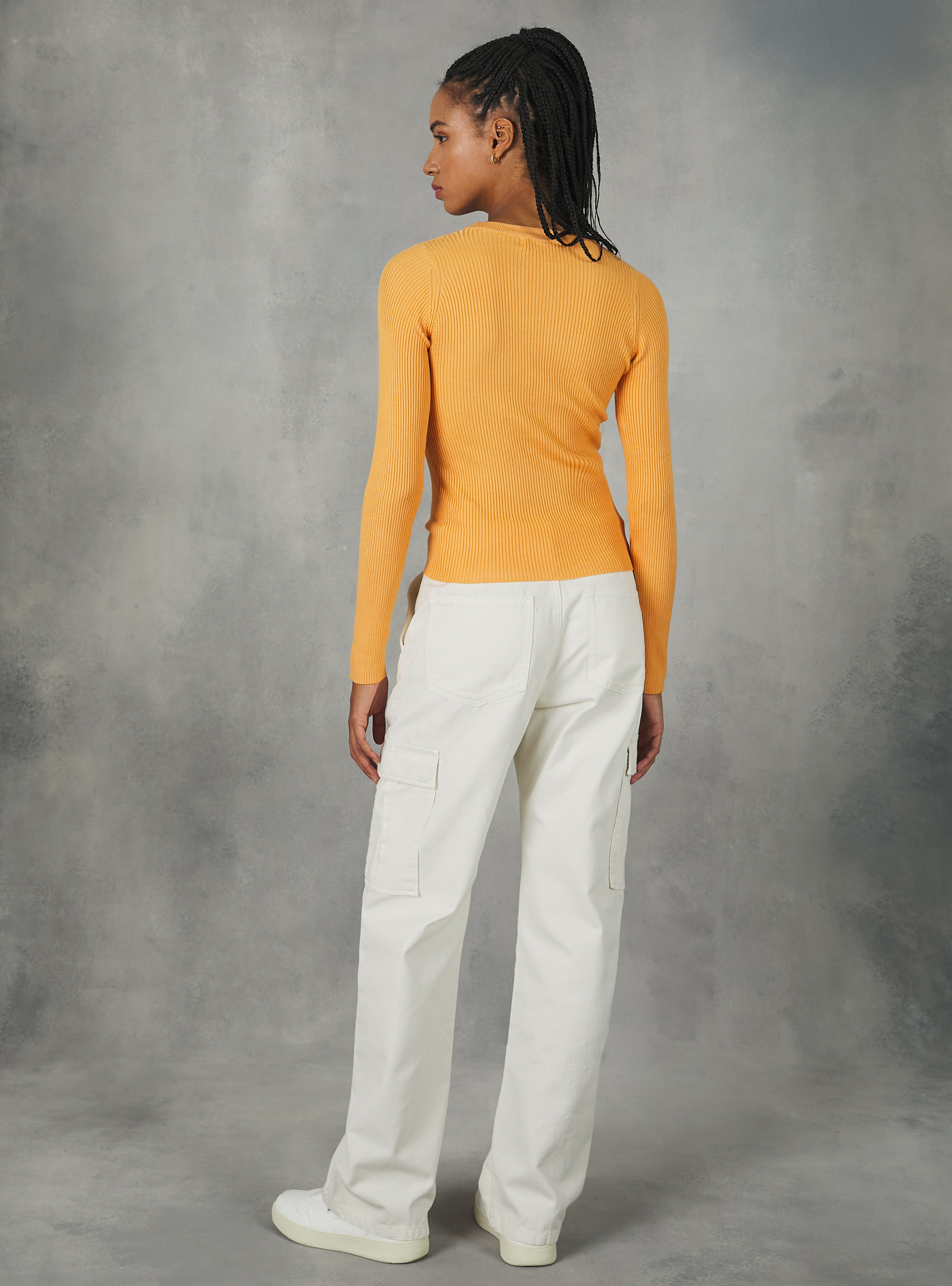 Pullover with V motif, OR3 ORANGE LIGHT