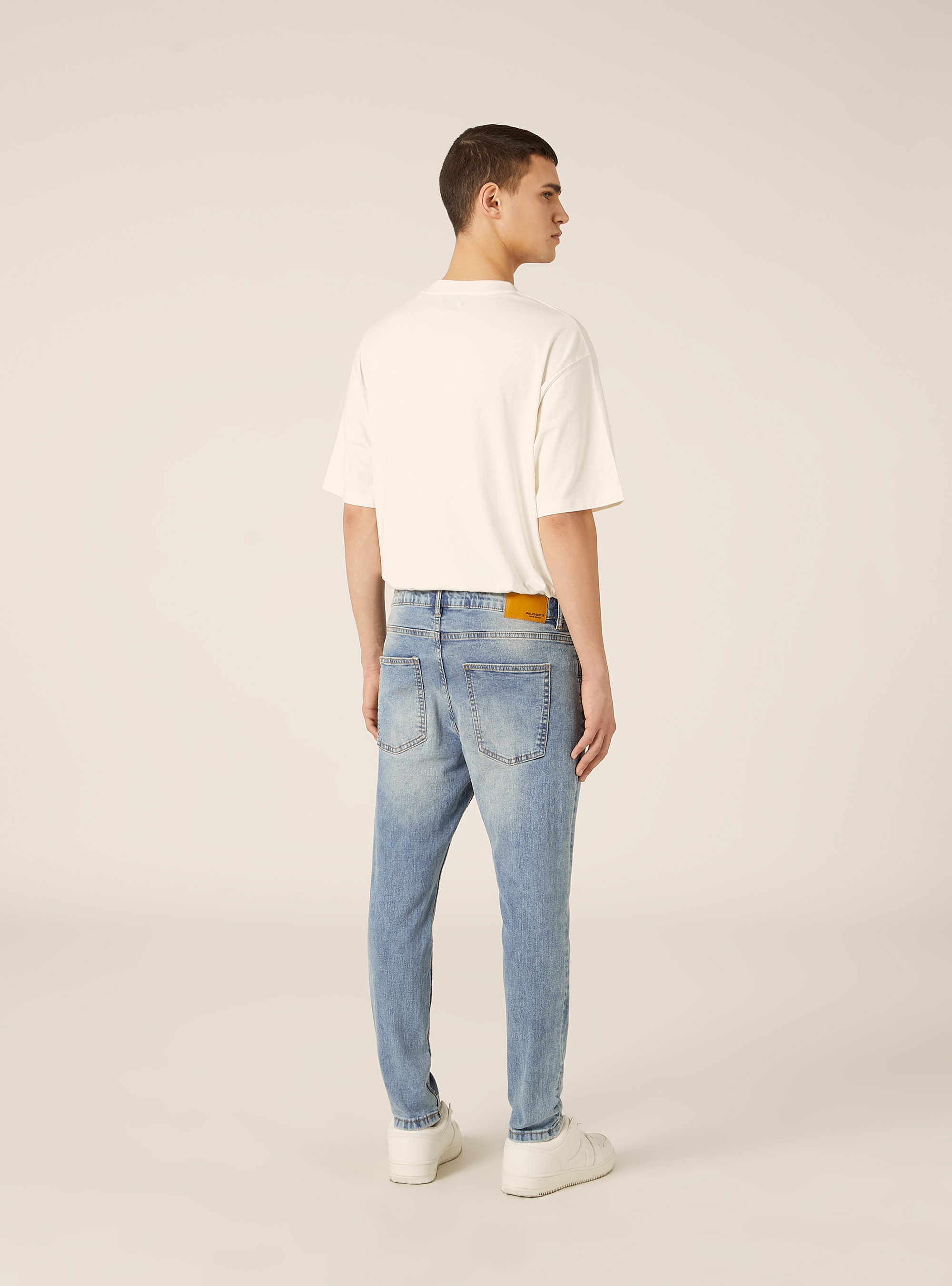 Stretch denim carrot fit jeans, D006 AZURE