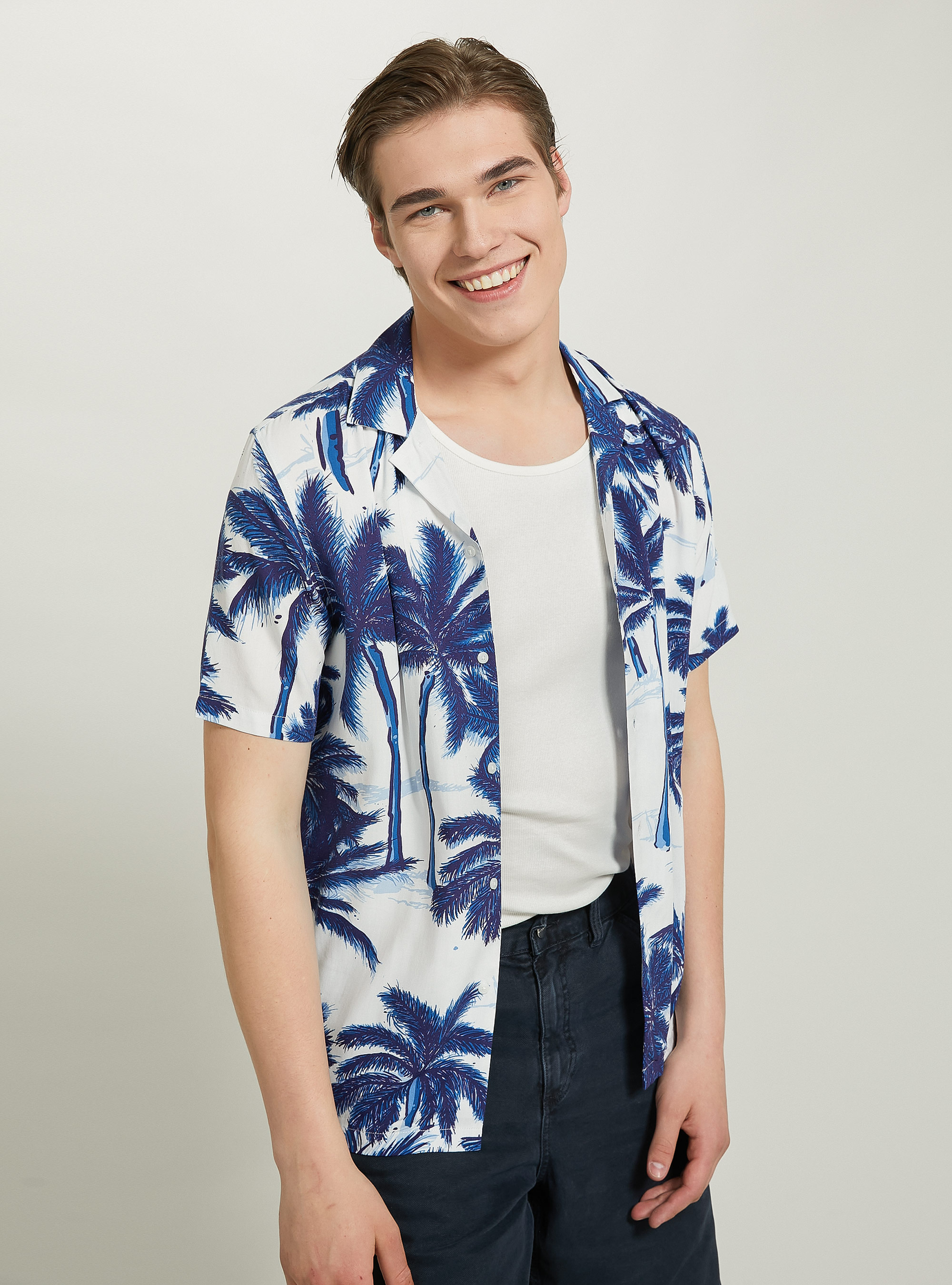 Camicia con stampa tropical, PALME