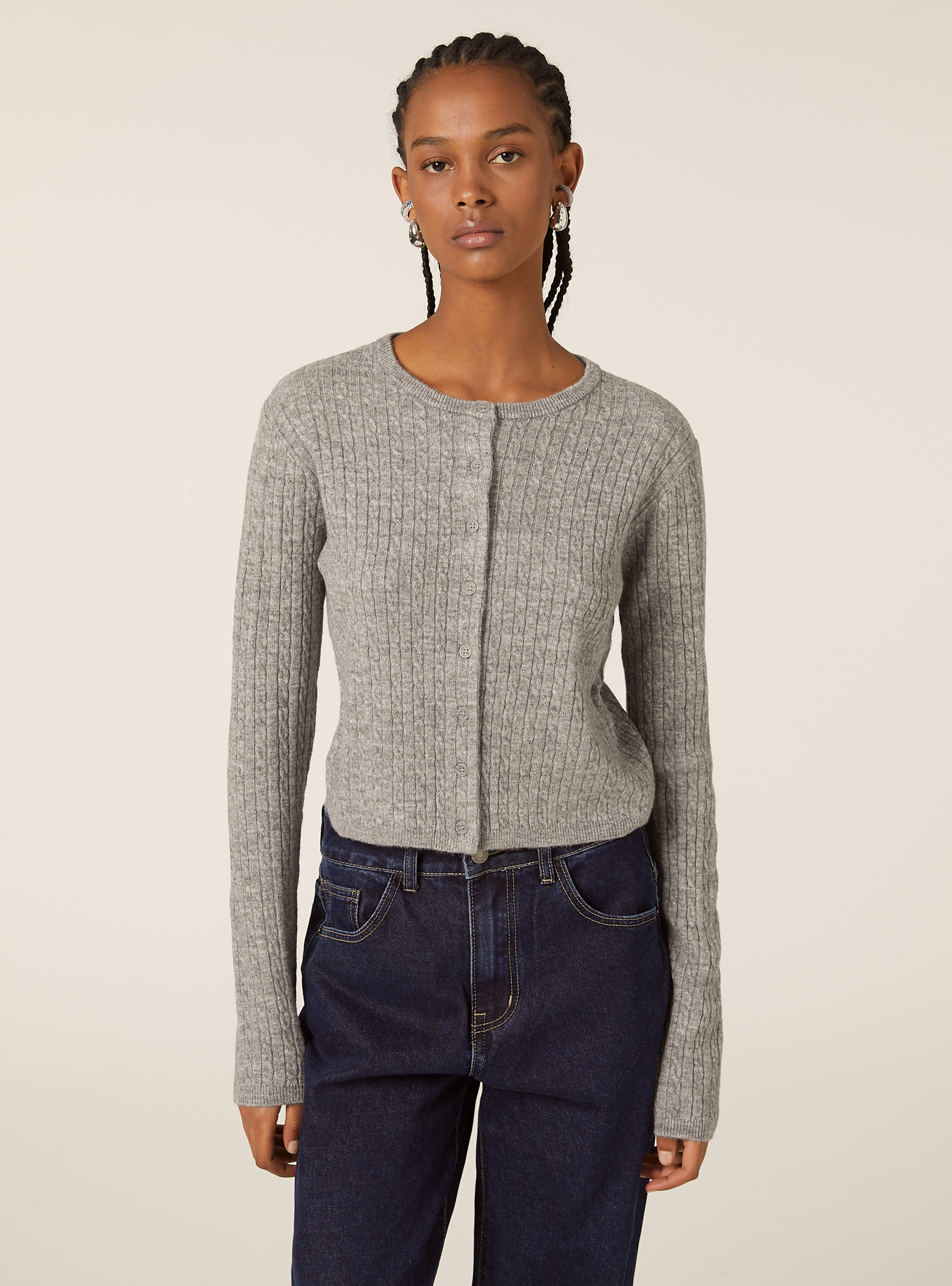 Cardigan trecce, MGY2 GREY MEL MEDIUM