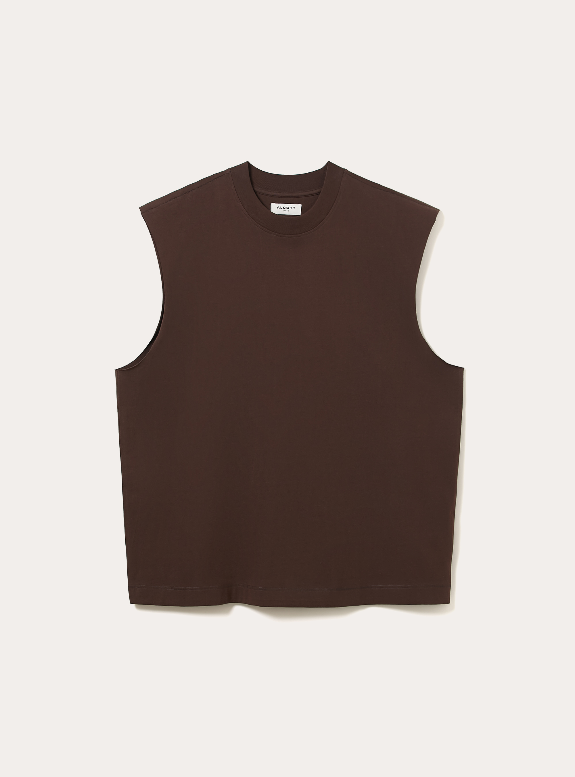 Canotta boxy fit tinta unita, MARRONE SCURO