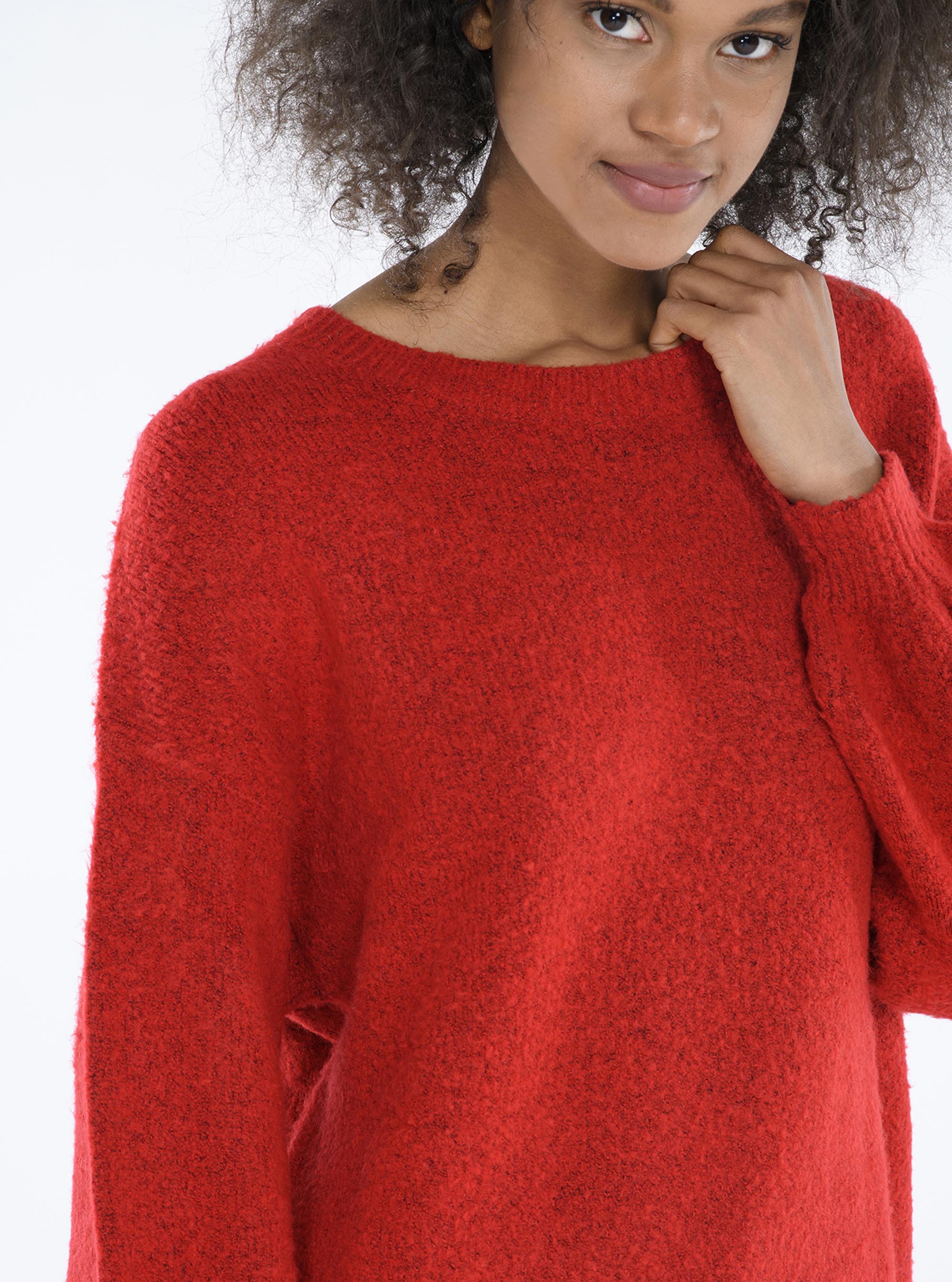 Pullover girocollo long fit, ROJO
