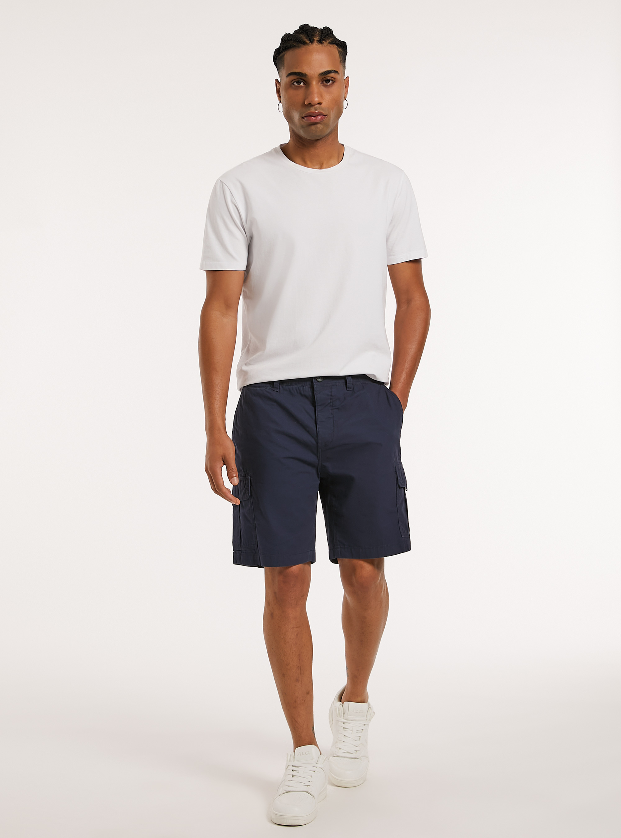 Cotton cargo bermuda shorts, BL1 BLUE DARK