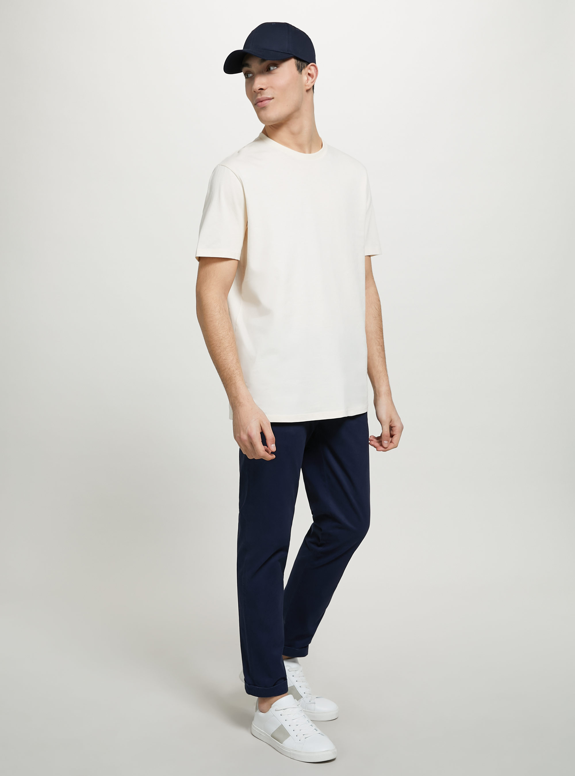 Stretch cotton twill chinos, C2201 BLUE