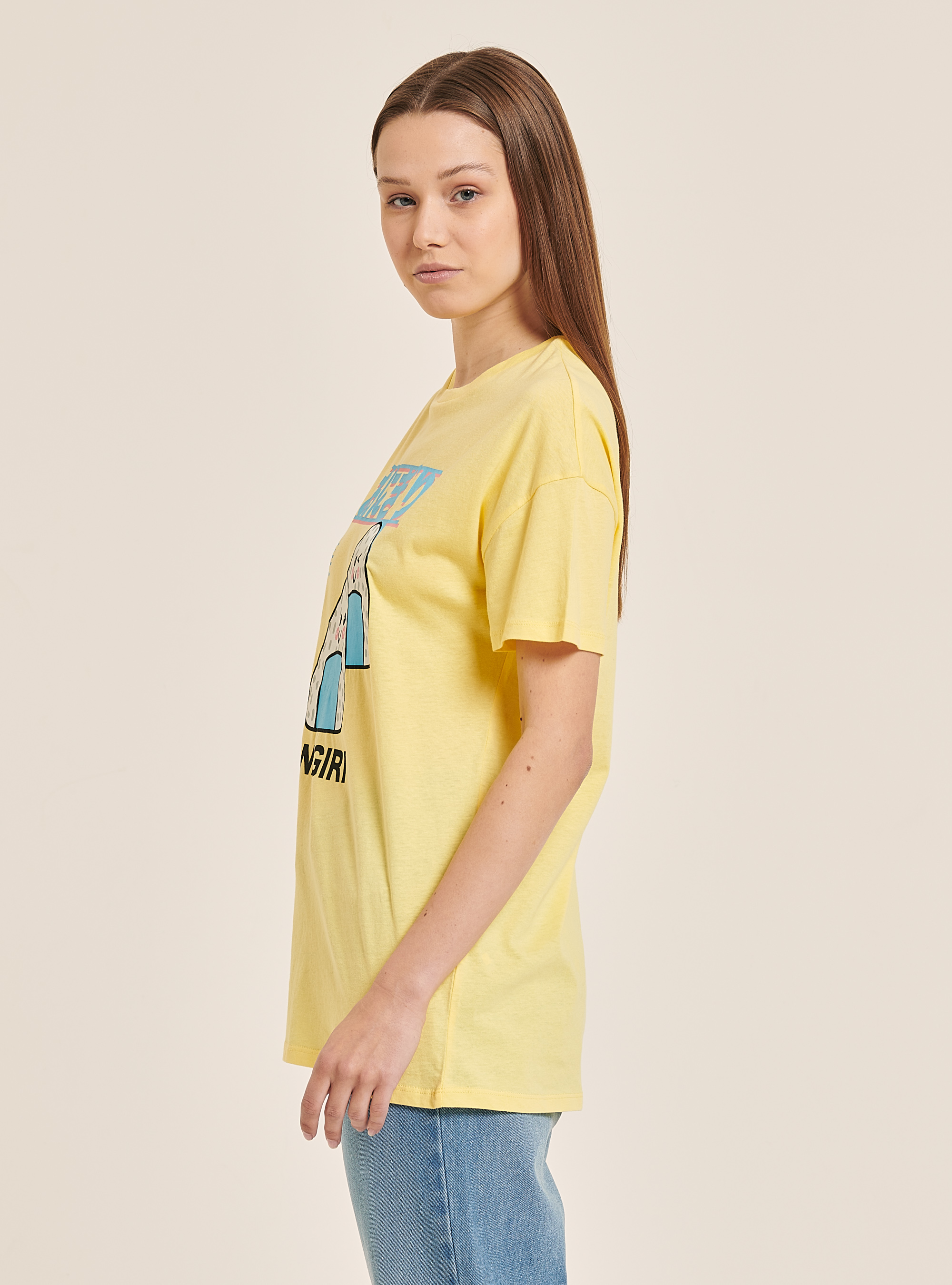 T-shirt colorful impresa, C784 YELLOW