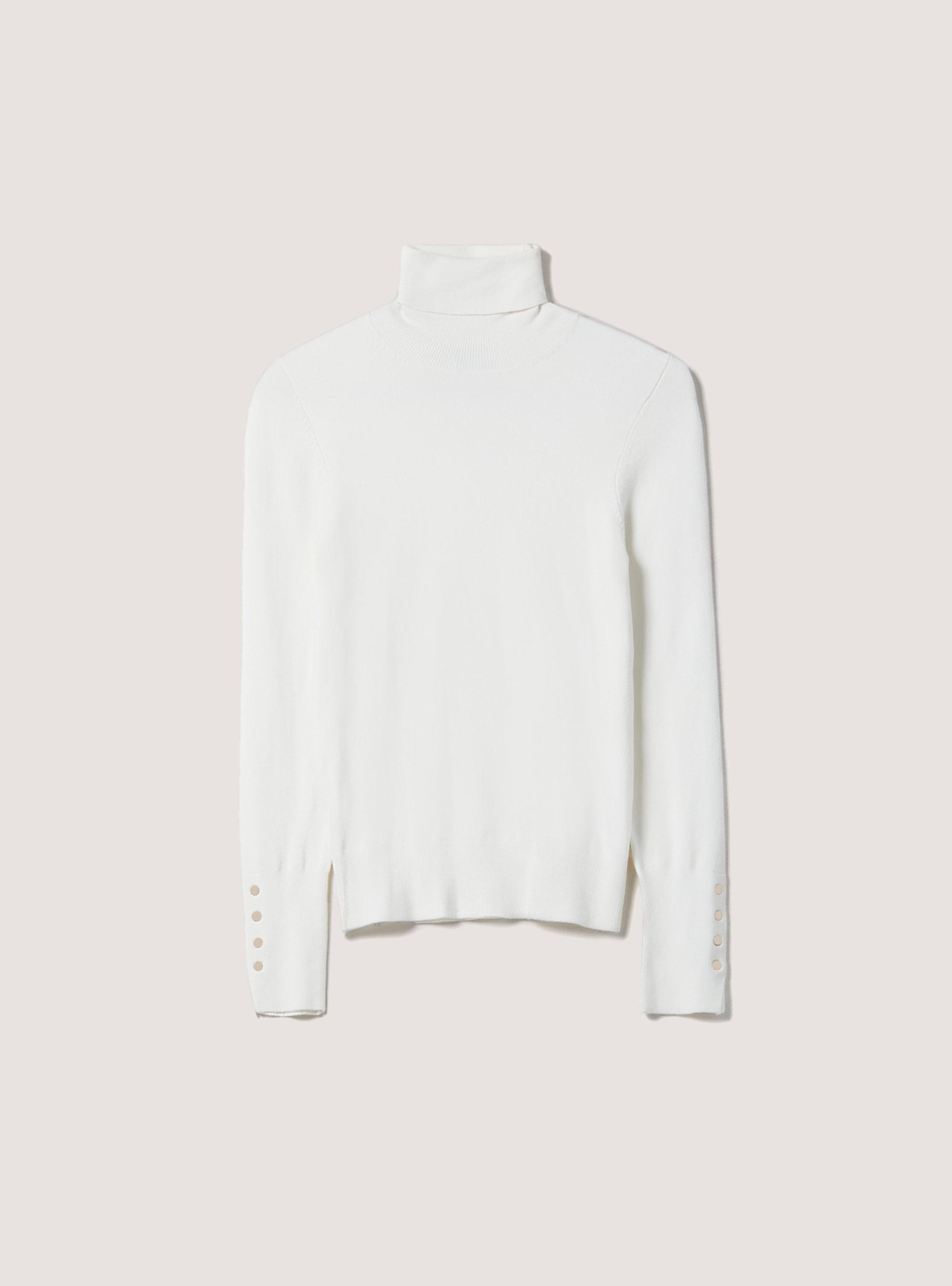 Pullover a collo alto con bottoni sulla manica, WH2 WHITE