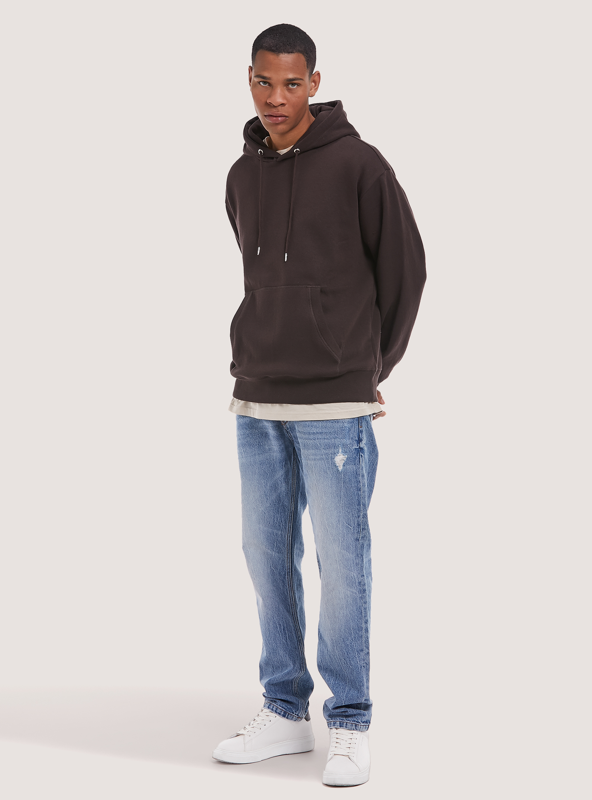 Sudadera con capucha y bolsillo, BR2 BROWN MEDIUM