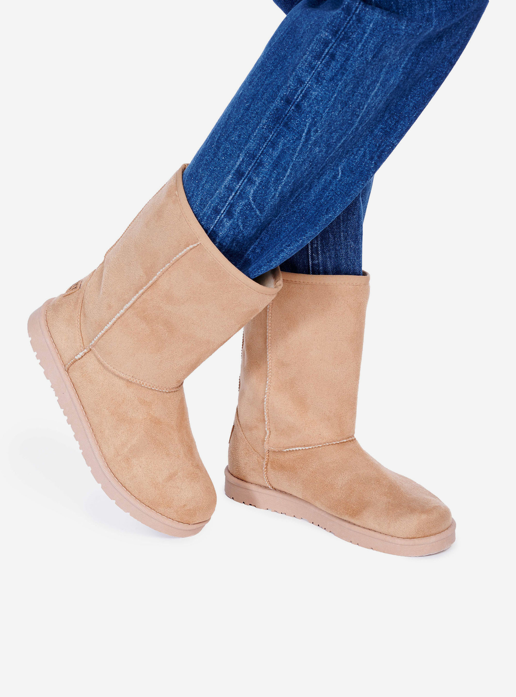 BOOTS WITH FAKE FUR INNER, C581 BEIGE