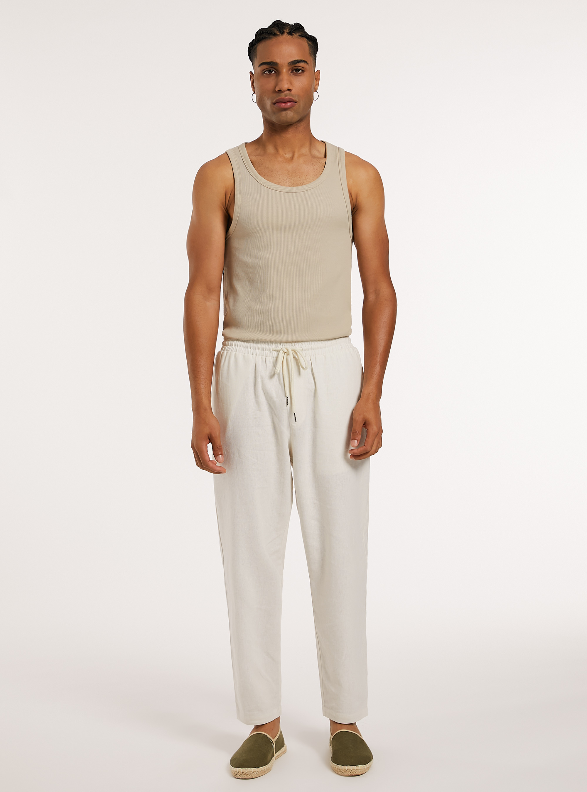 Pantaloni jogger misto lino, WH2 WHITE