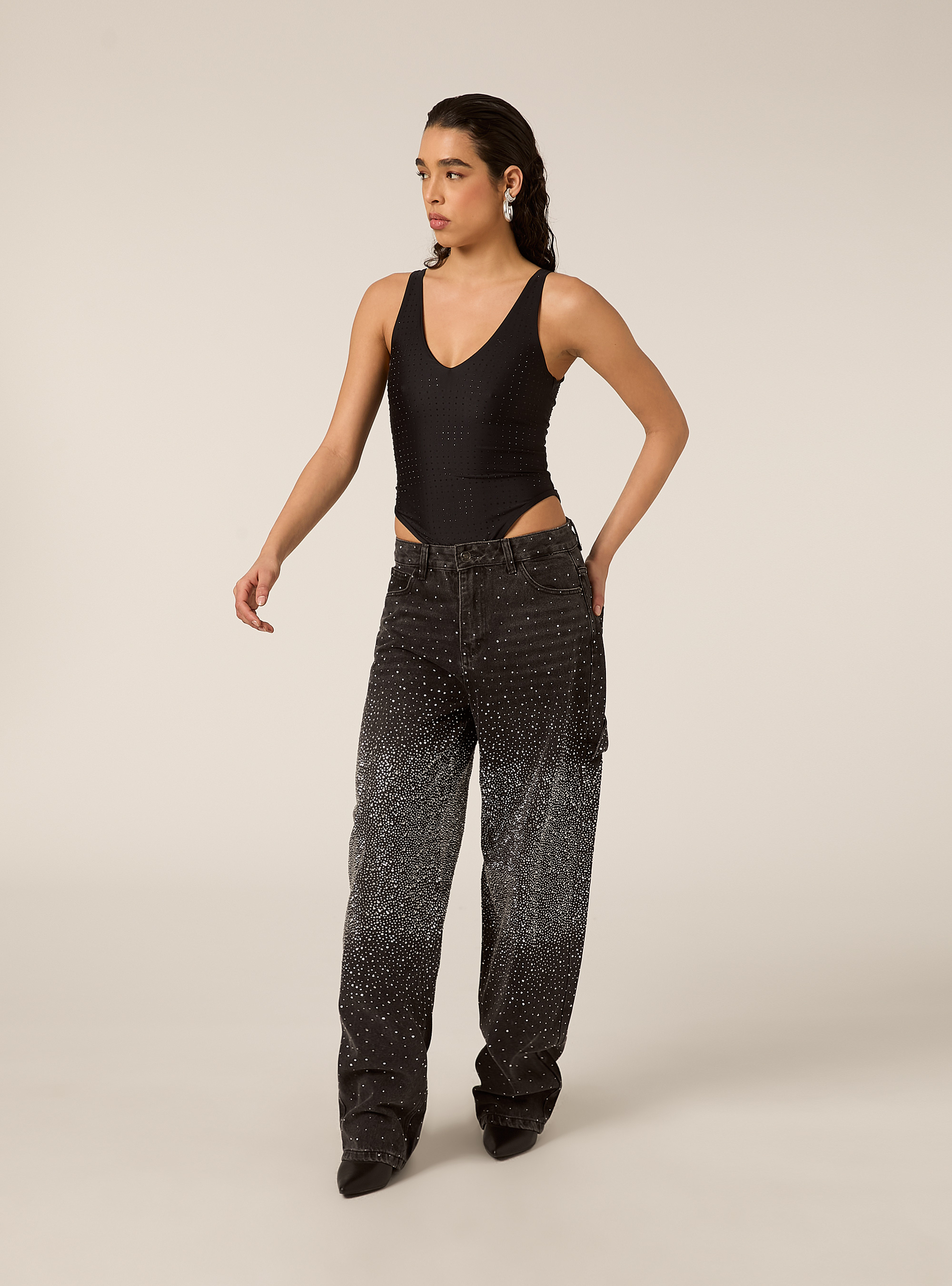 Body con pedrer&iacute;a, BK1 BLACK