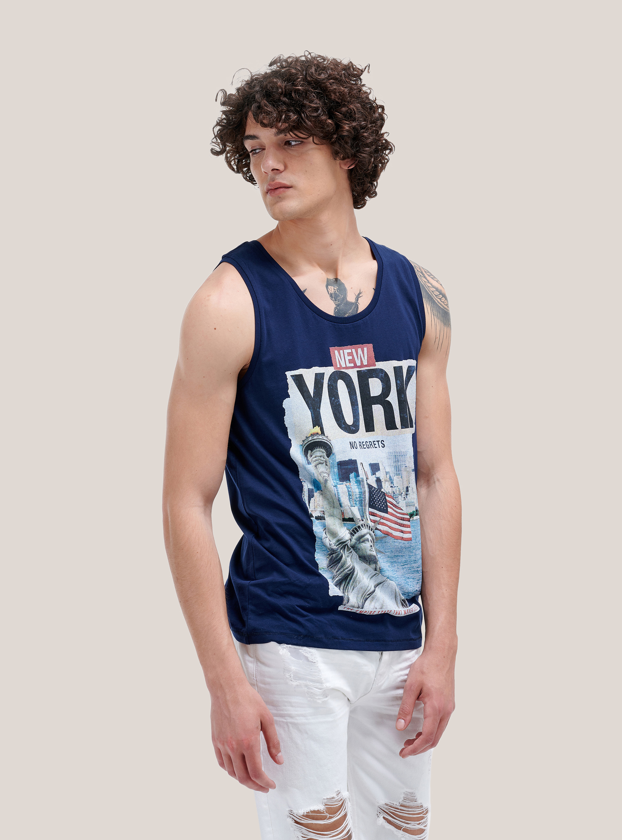 Tanktop mit Sommermotiven, C2236 BLUE