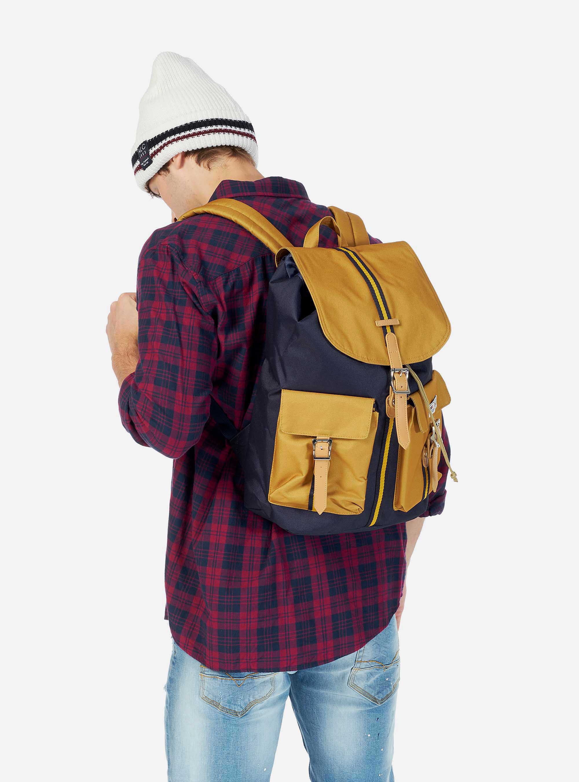 Zaino con tasconi e chiusure in ecopelle, BLU