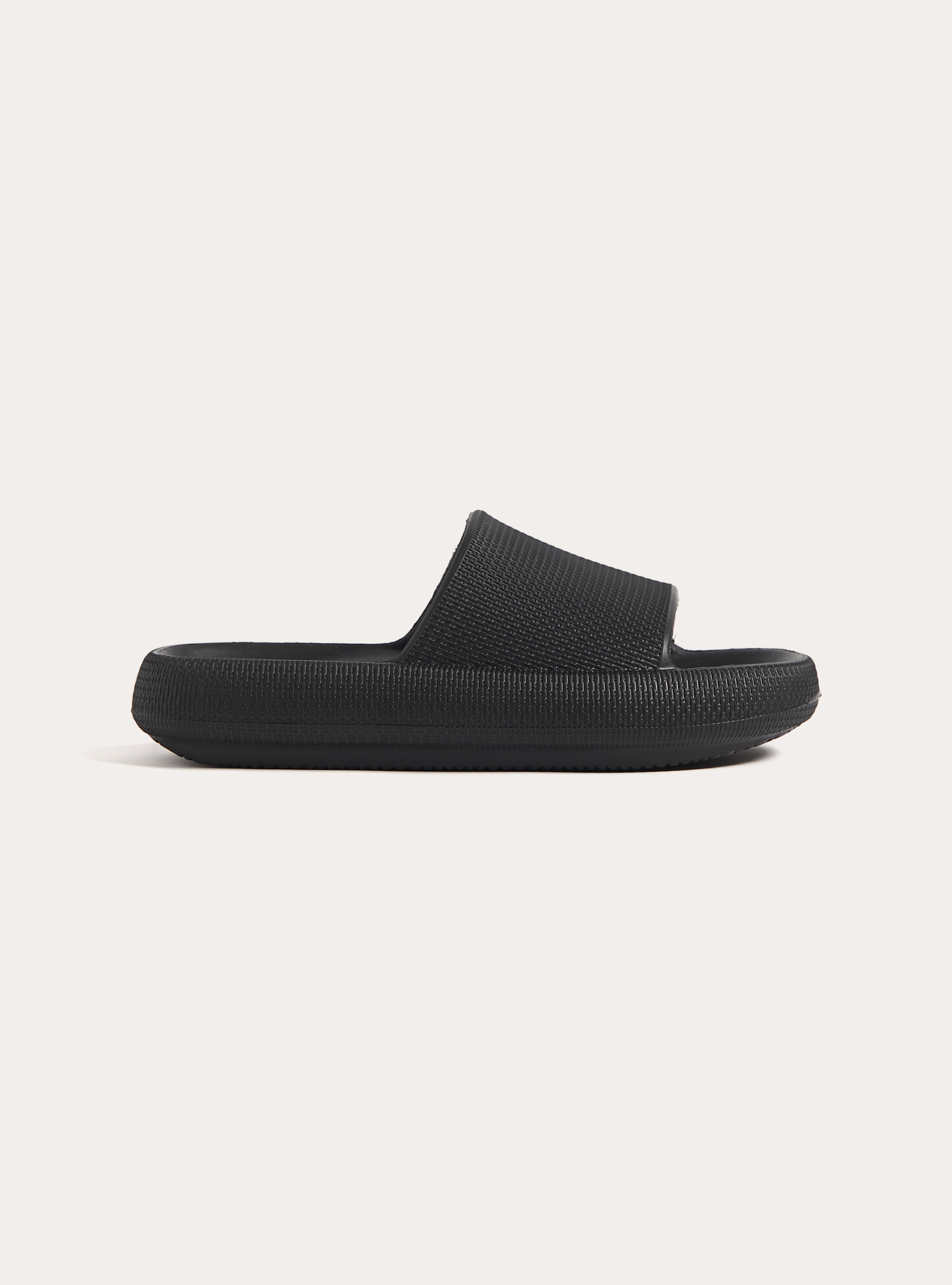 Claquettes Slide en Caoutchouc Souple, BK1 BLACK