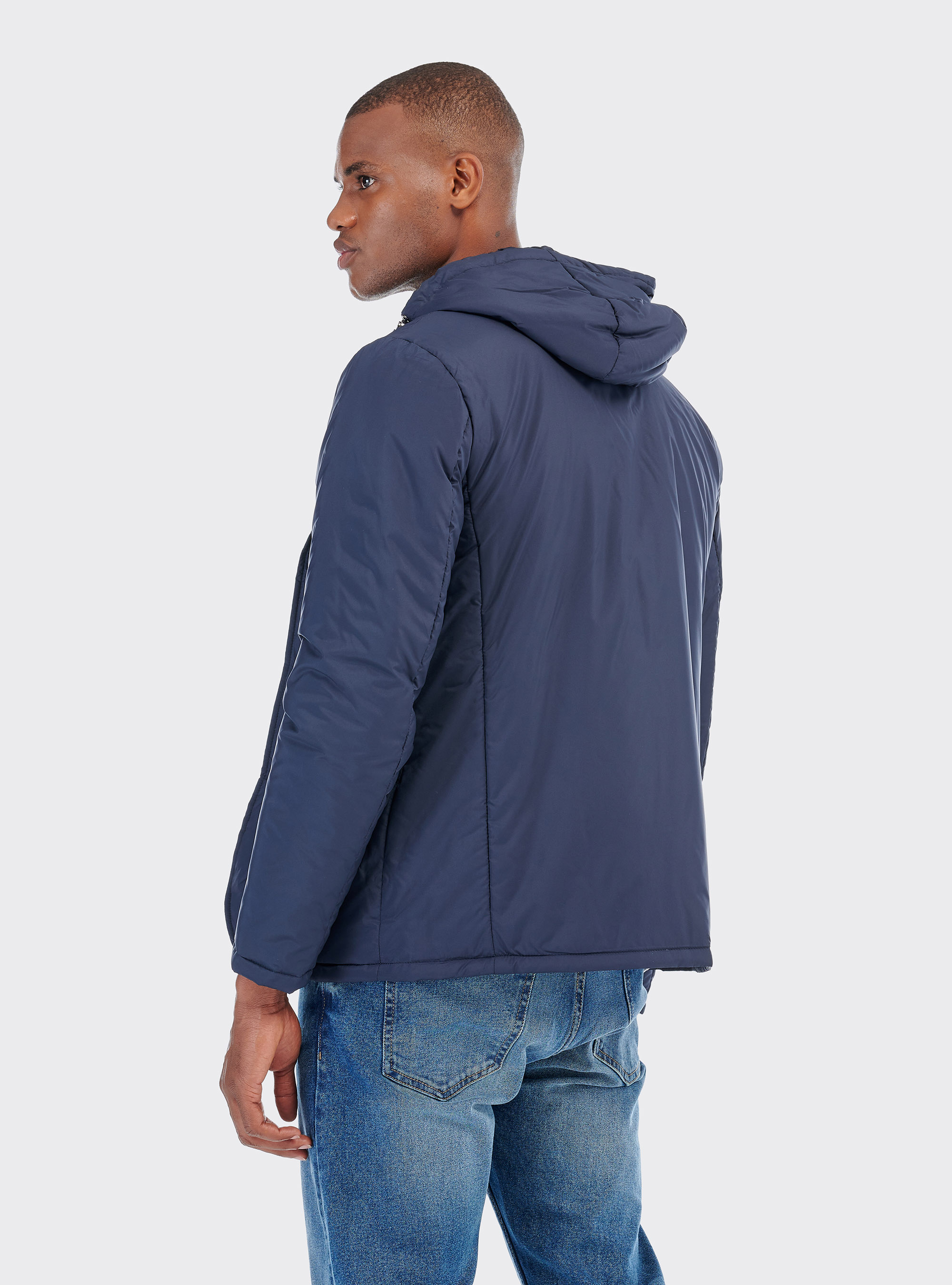 Jacket with zip and buttonS, AZUL MARINO