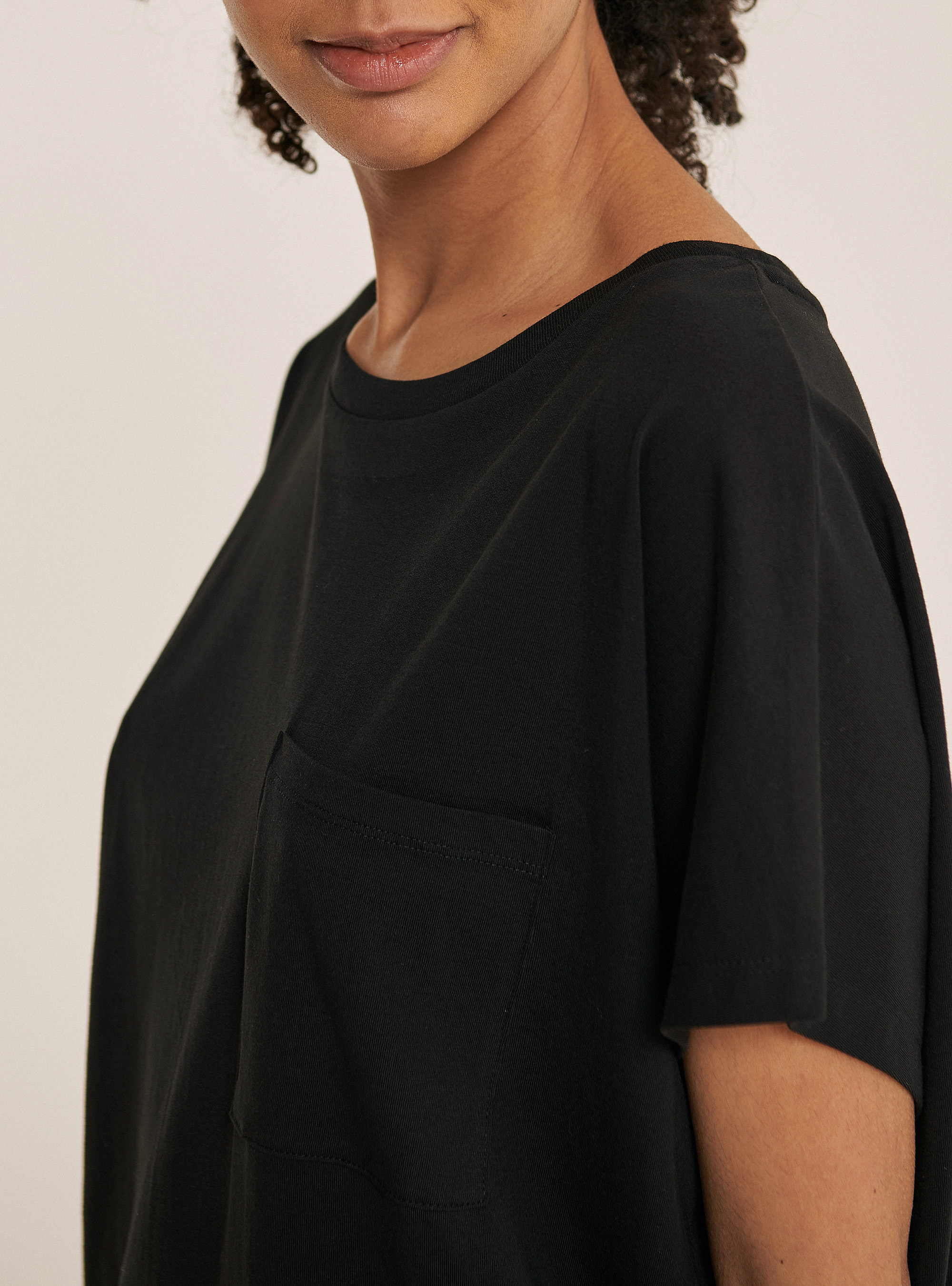 Basic dress with pocket in solid colour, BLACK